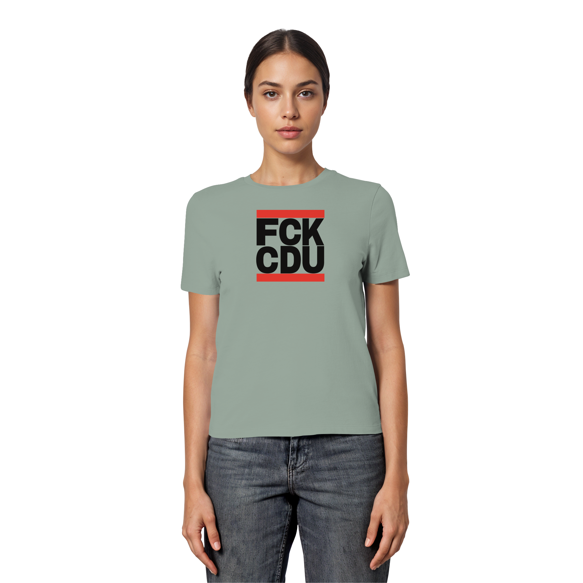 FCK CDU (schwarze Schrift) - Fitted Ladies Organic Shirt