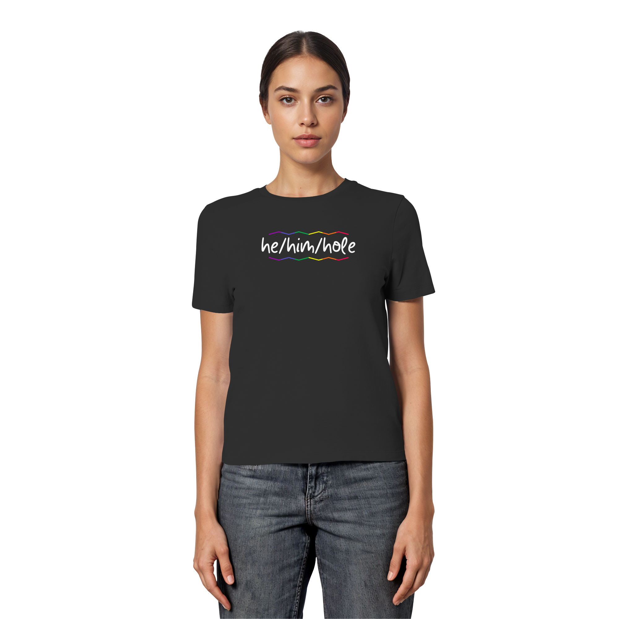 he/him/hole "Pride Waves Edition" - Fitted Ladies Organic Shirt