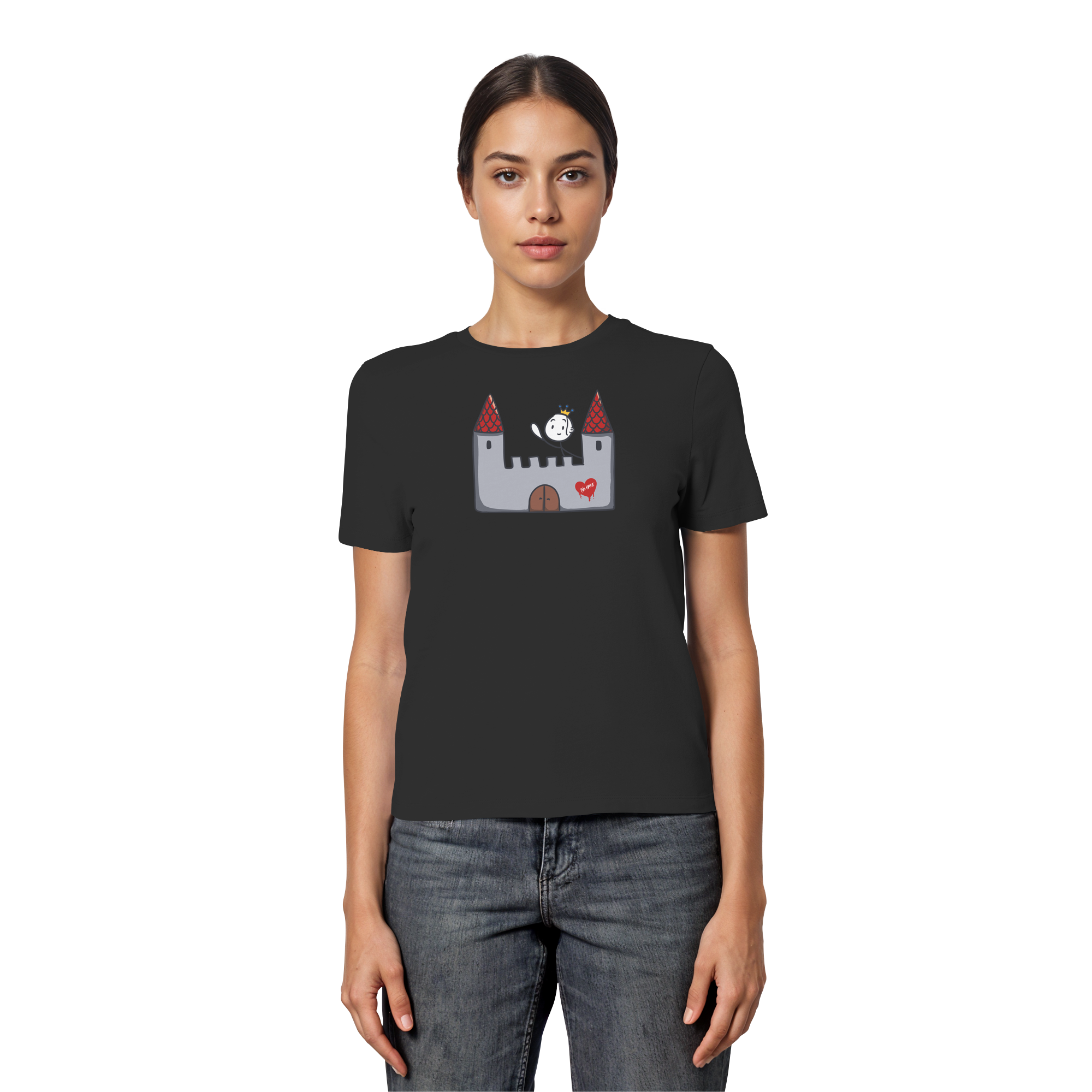 Seelenmännchen "Schloss Edition" Frontprint (dunkel) - Fitted Ladies Organic Shirt