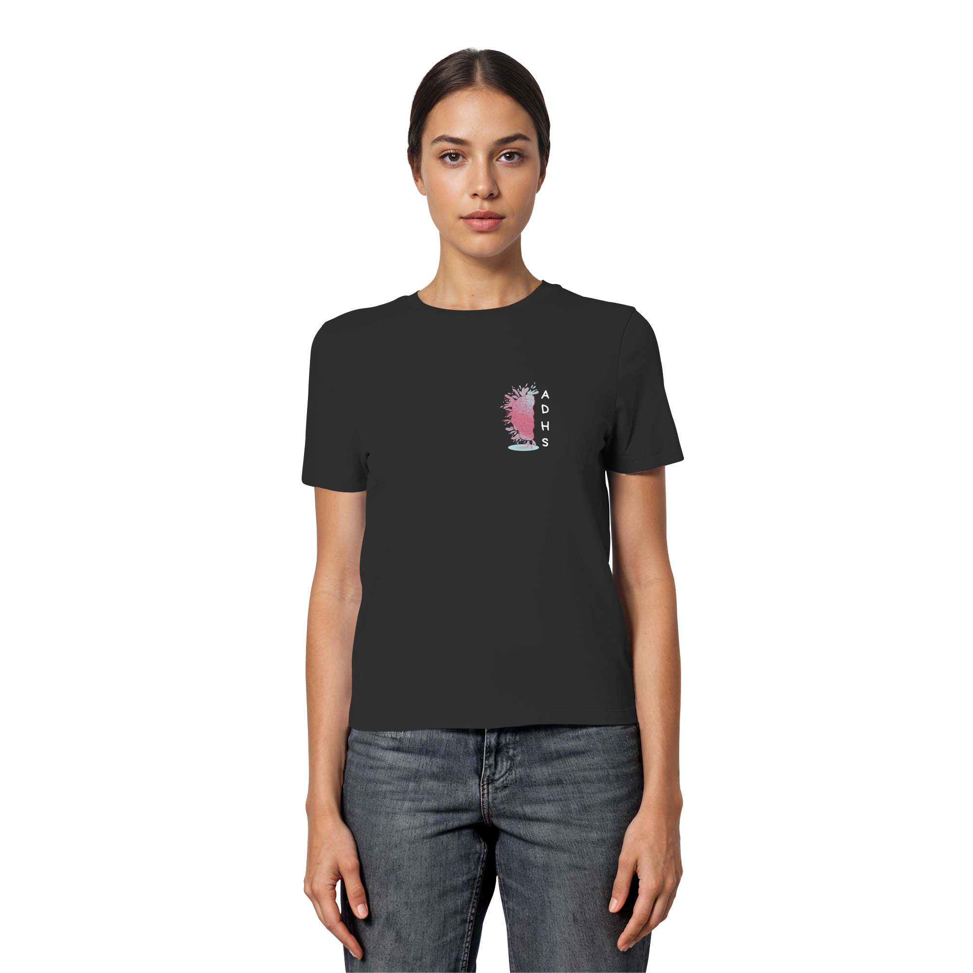 ADHS Aktiv Direkt Humorvoll Sozial Backprint - Fitted Ladies Organic Shirt