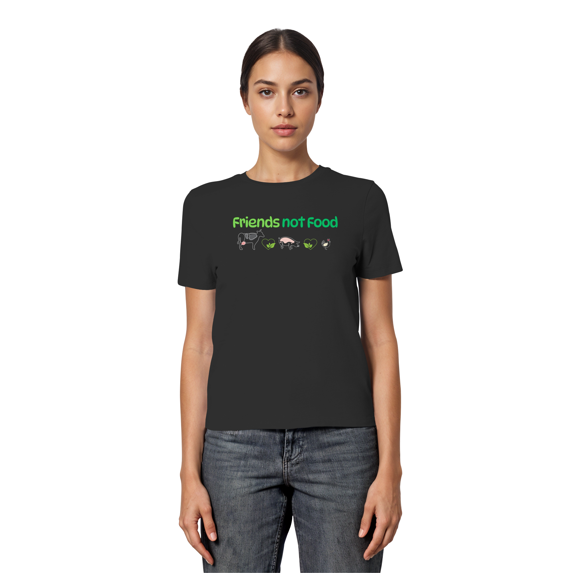 Friends Not Food - Fitted Ladies Organic Shirt