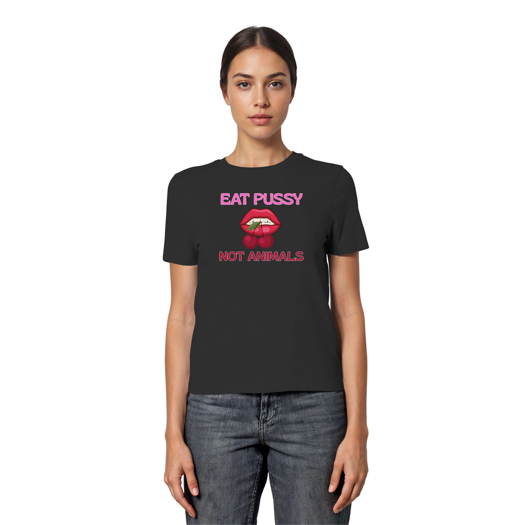 Eat Pussy Not Animals "Cherry Bite Edition" - Fitted Ladies Organic Shirt