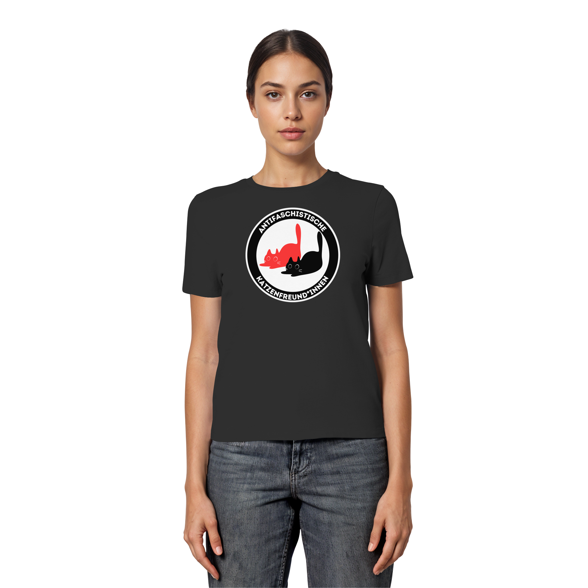 Antifaschistische Katzenfreund*innen - Fitted Ladies Organic Shirt