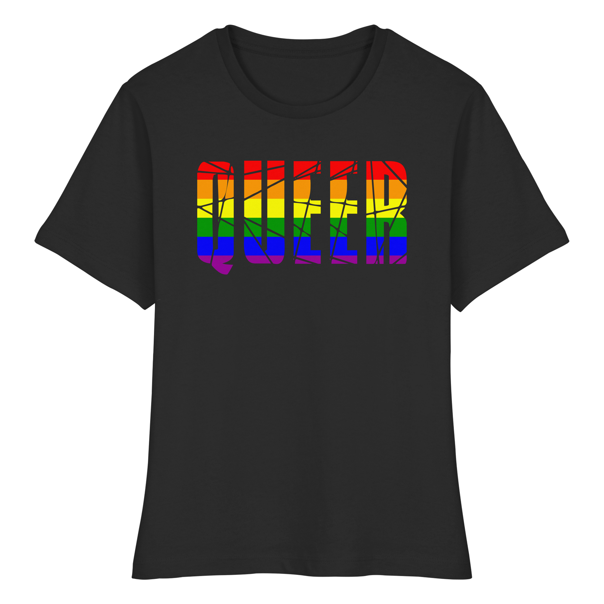 QUEER in Regenbogen Farben - Fitted Ladies Organic Shirt
