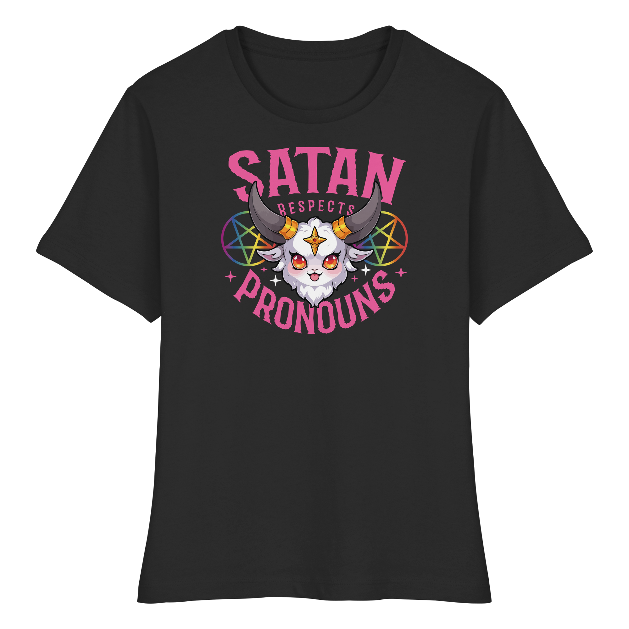 Satan Respects Pronouns - Fitted Ladies Organic Shirt