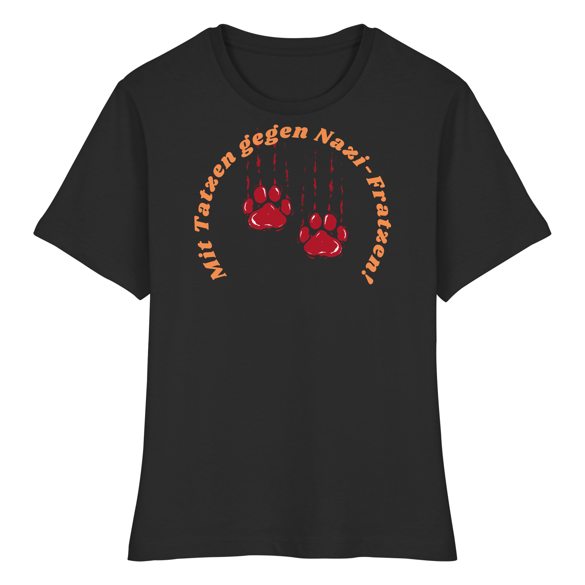 Mit Tatzen gegen Nazi Fratzen - Fitted Ladies Organic Shirt