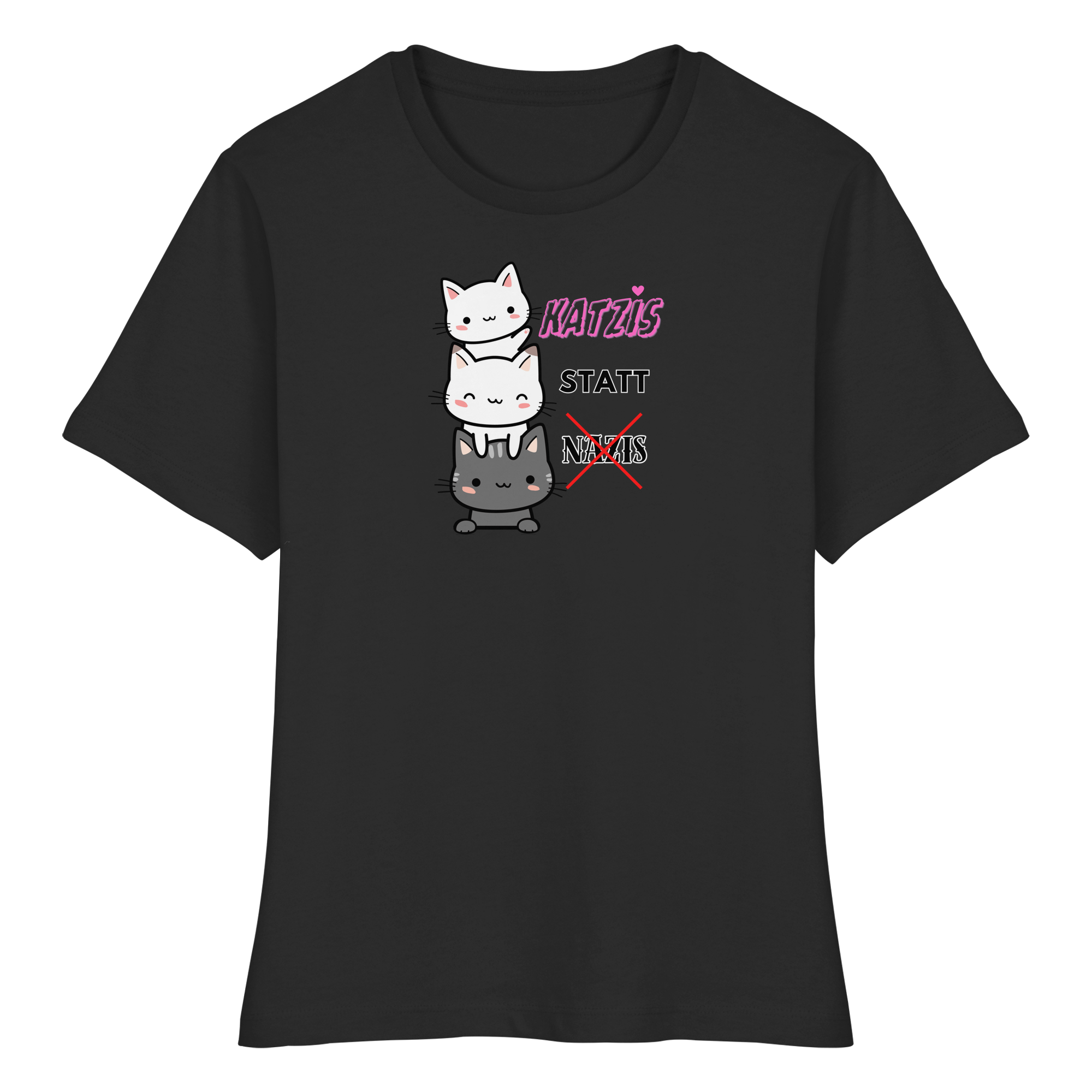 Katzis statt Nazis - Fitted Ladies Organic Shirt