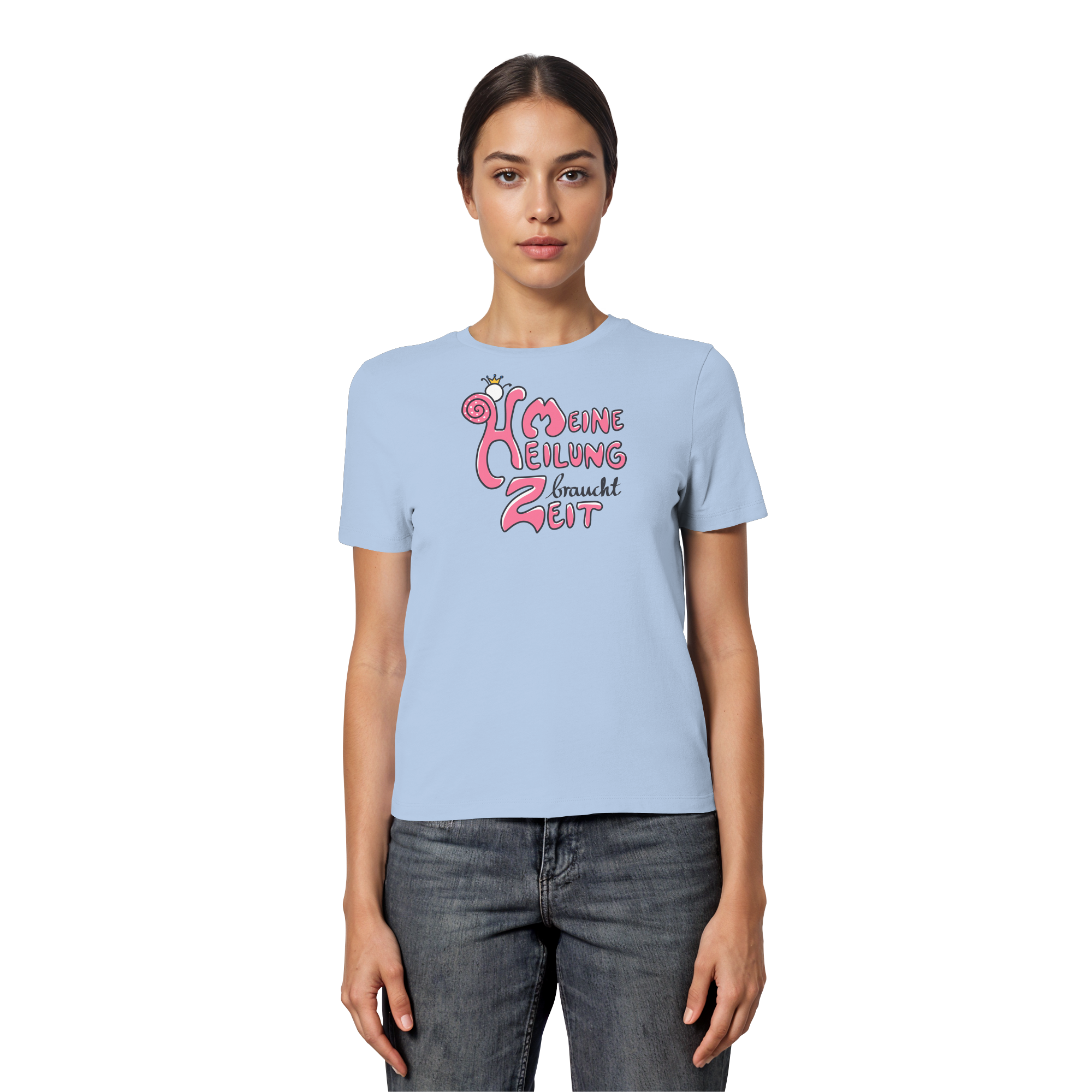 Meine Heilung braucht Zeit "Pinke Edition" - Fitted Ladies Organic Shirt