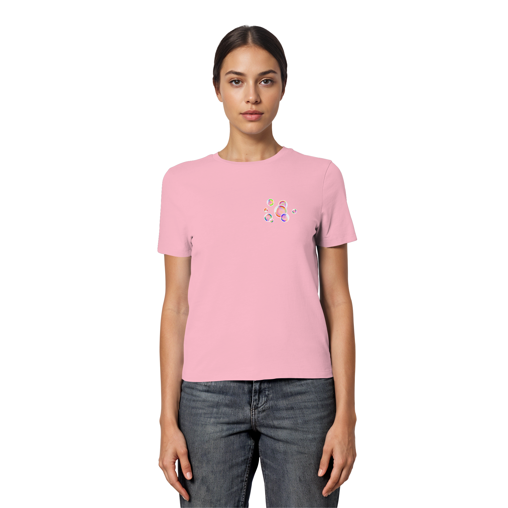 Regenbogen Seifenblasen - Fitted Ladies Organic Shirt