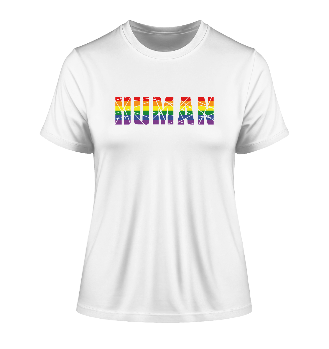 HUMAN in Regenbogen-Farben - Fitted Ladies Organic Shirt