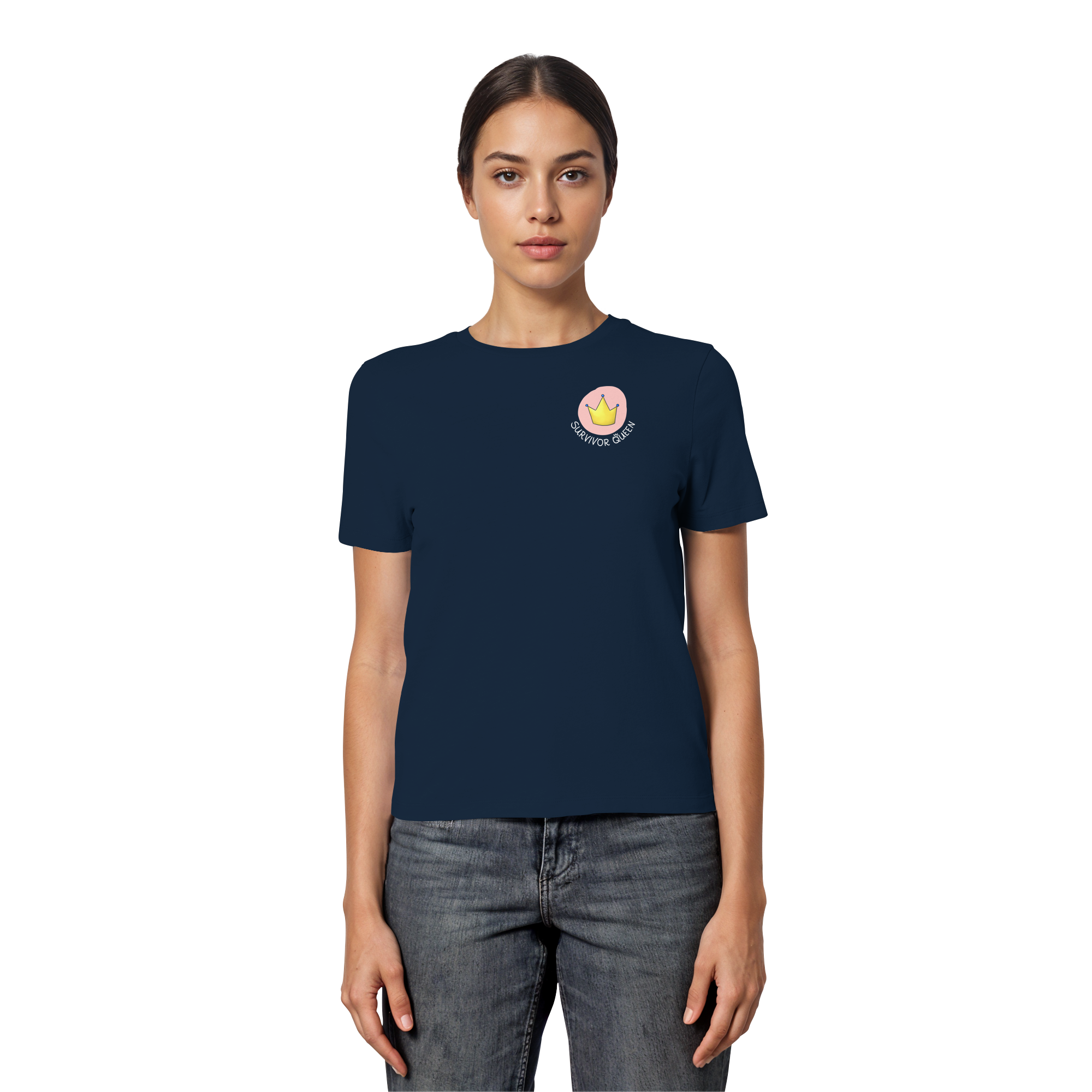 Survivor Queens Logo "Schriftzug Edition" Brustprint (dunkel) - Fitted Ladies Organic Shirt