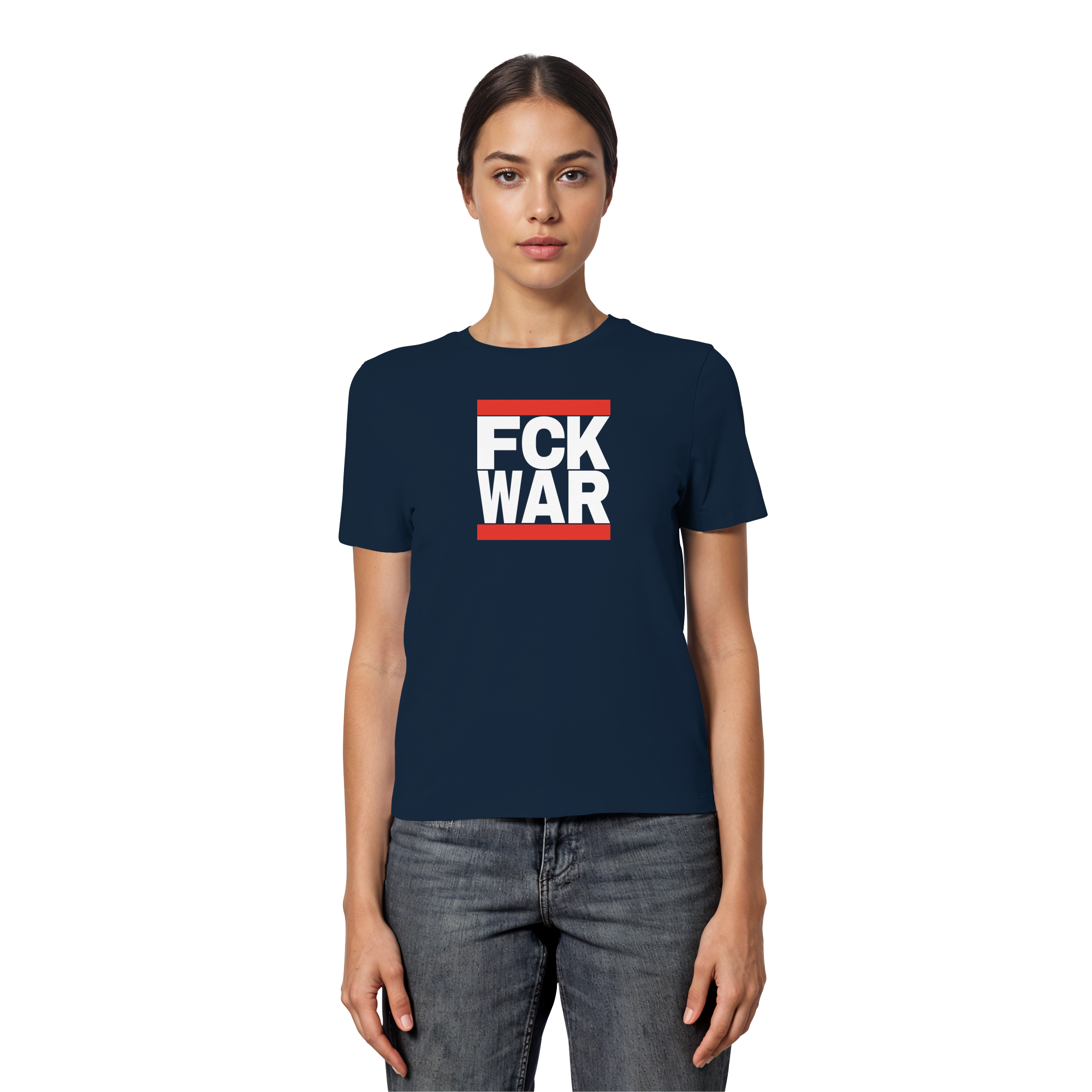 FCK WAR (weiße Schrift) - Fitted Ladies Organic Shirt