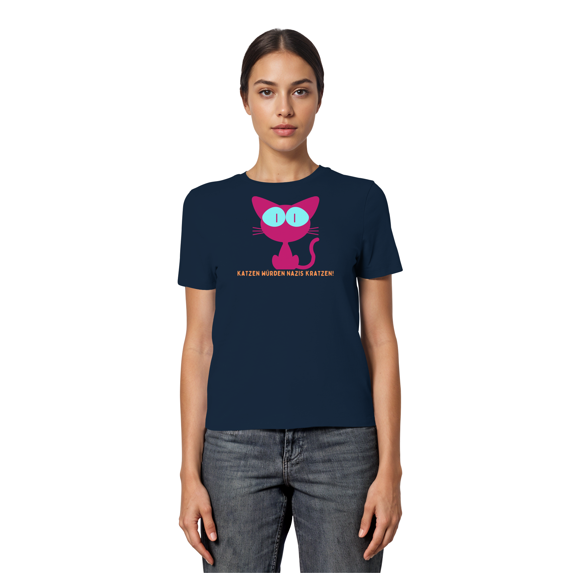 Katzen würden Nazis kratzen - Fitted Ladies Organic Shirt