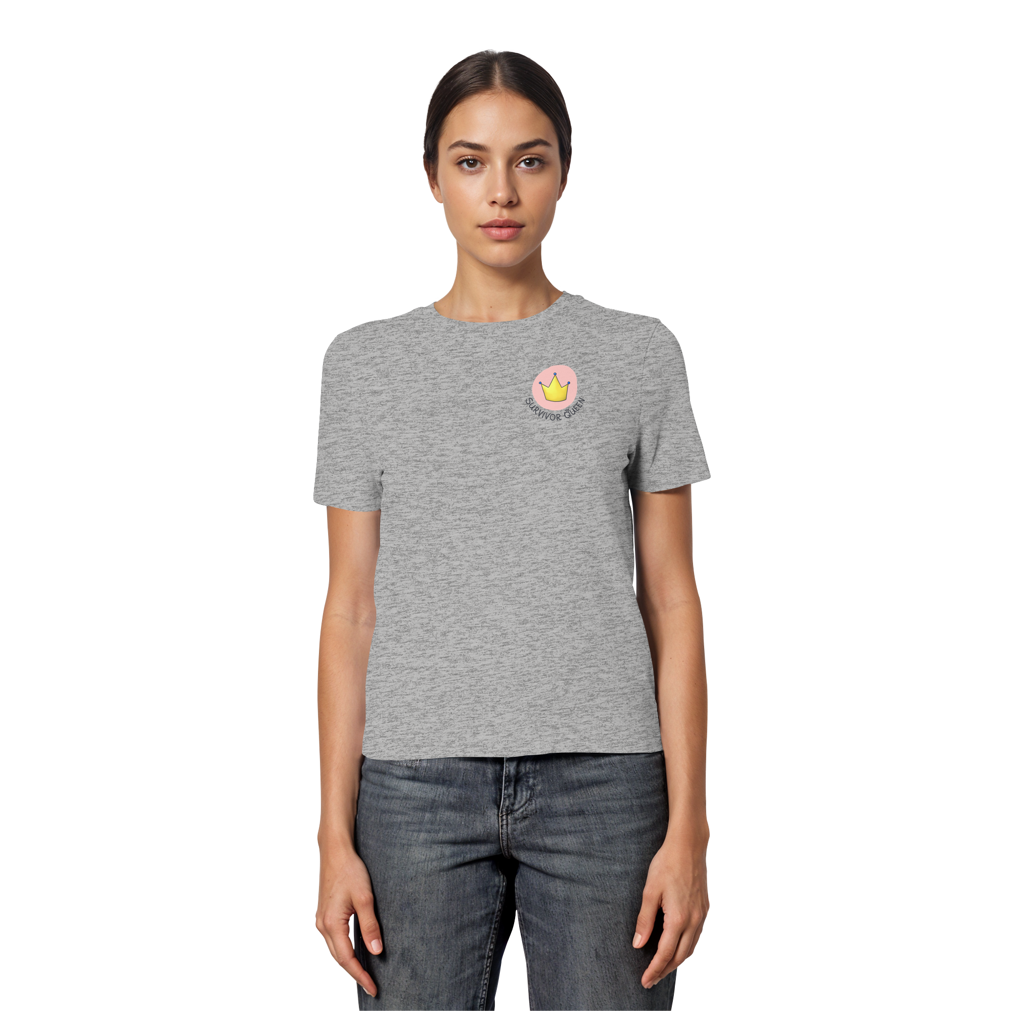 Survivor Queens Logo "Schriftzug Edition" Brustprint (hell) - Fitted Ladies Organic Shirt
