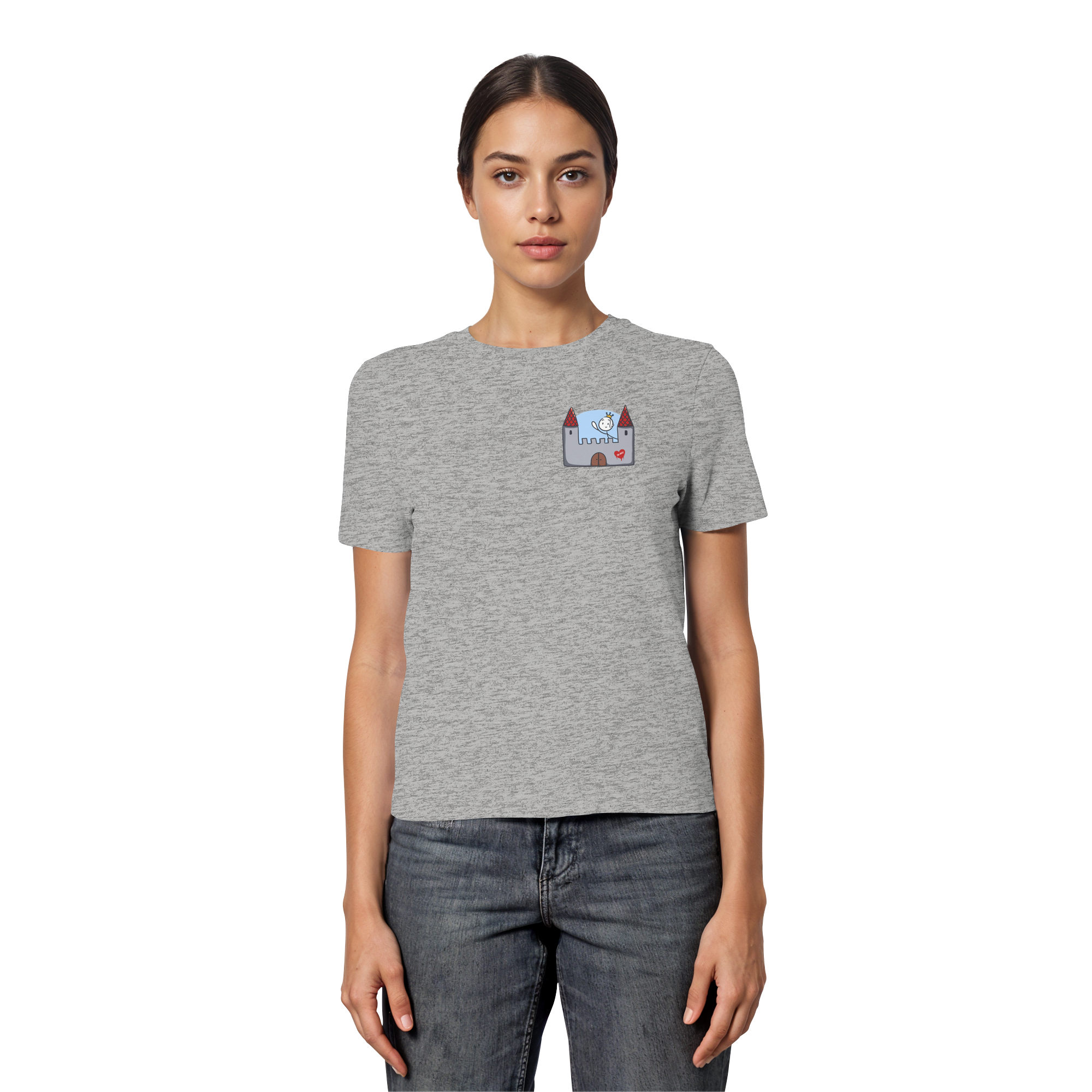 Hier und jetzt bin ich in Sicherheit "Schwarze Edition" Backprint - Fitted Ladies Organic Shirt