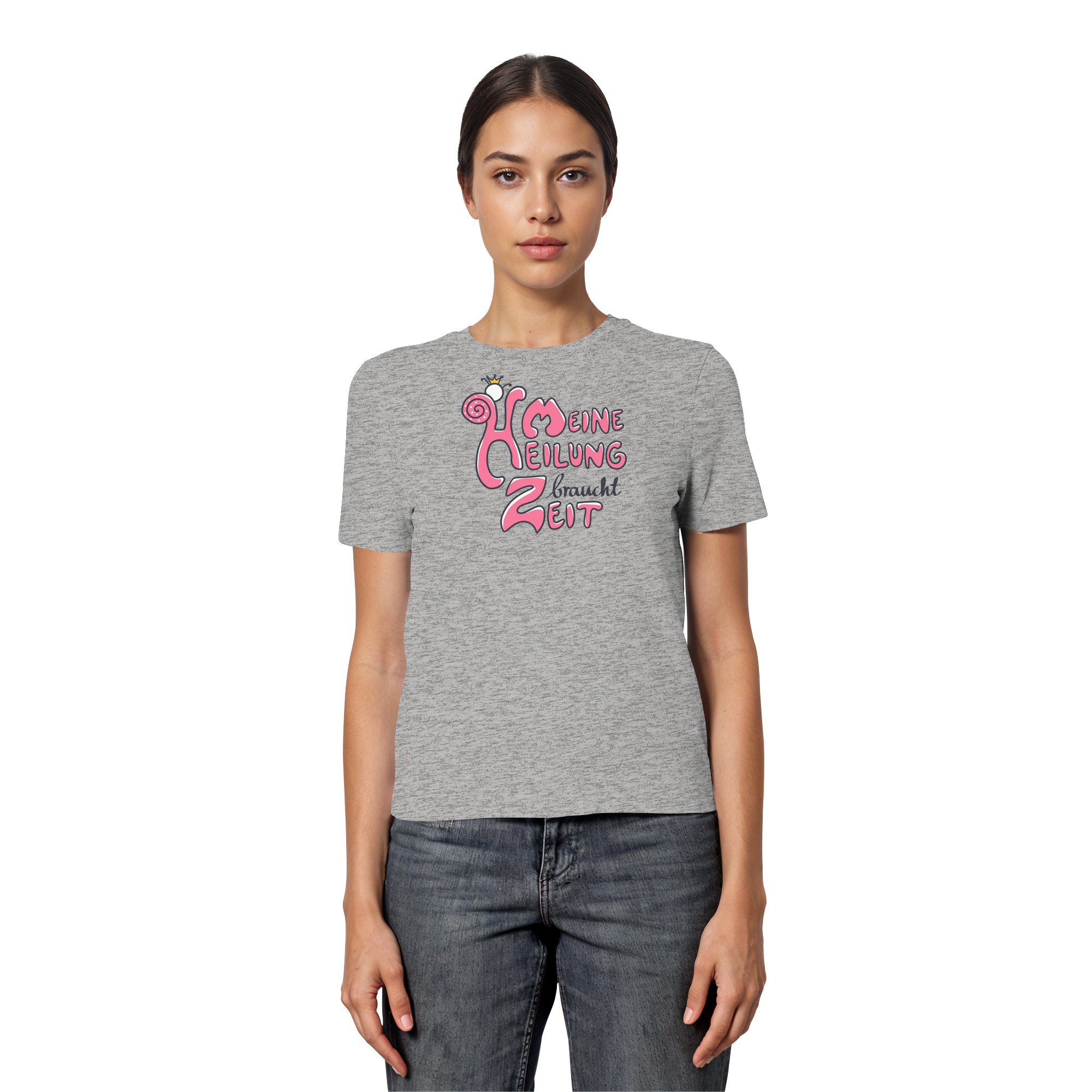 Meine Heilung braucht Zeit "Pinke Edition" - Fitted Ladies Organic Shirt