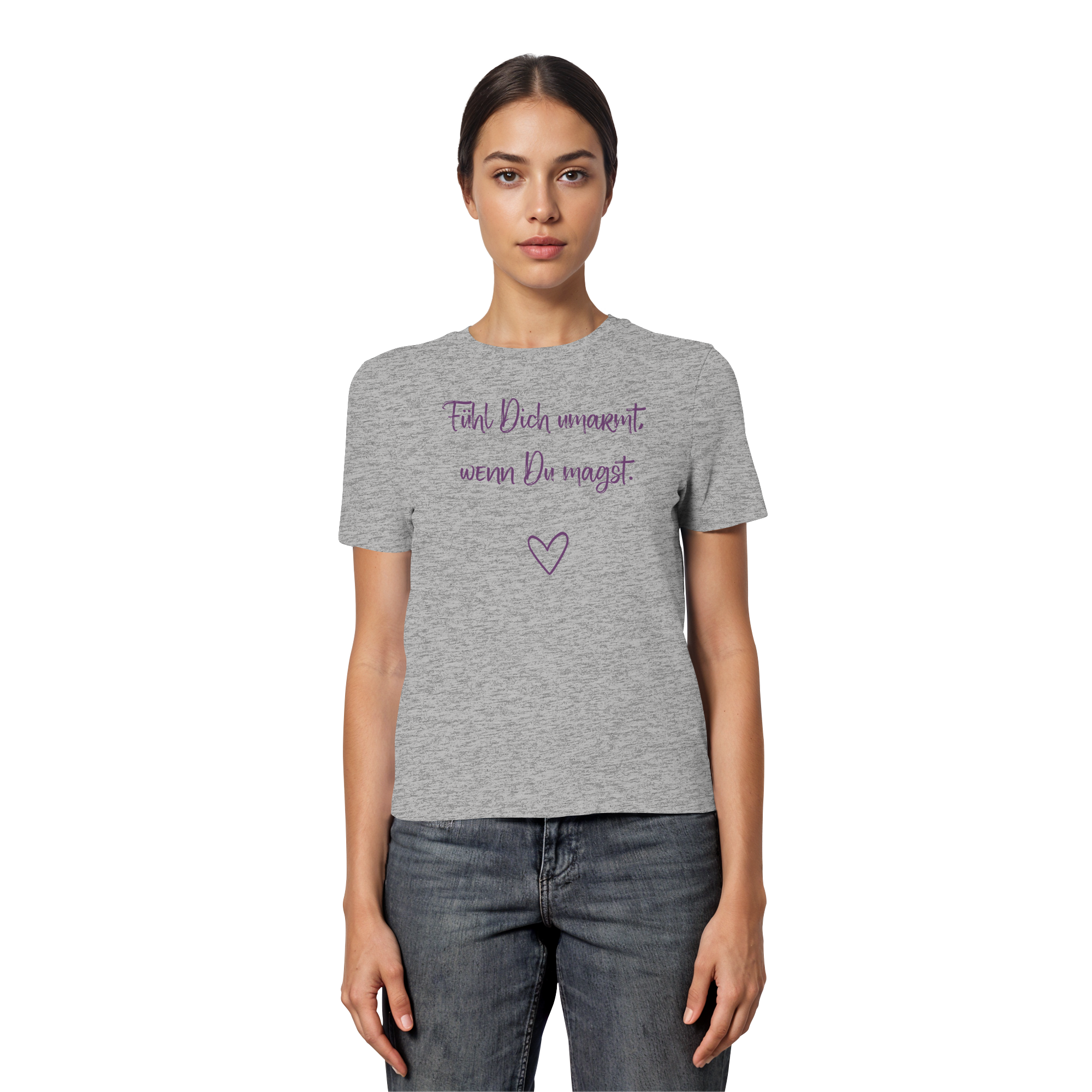 Fühl Dich umarmt, wenn Du magst "Lila Herz Edition" - Fitted Ladies Organic Shirt