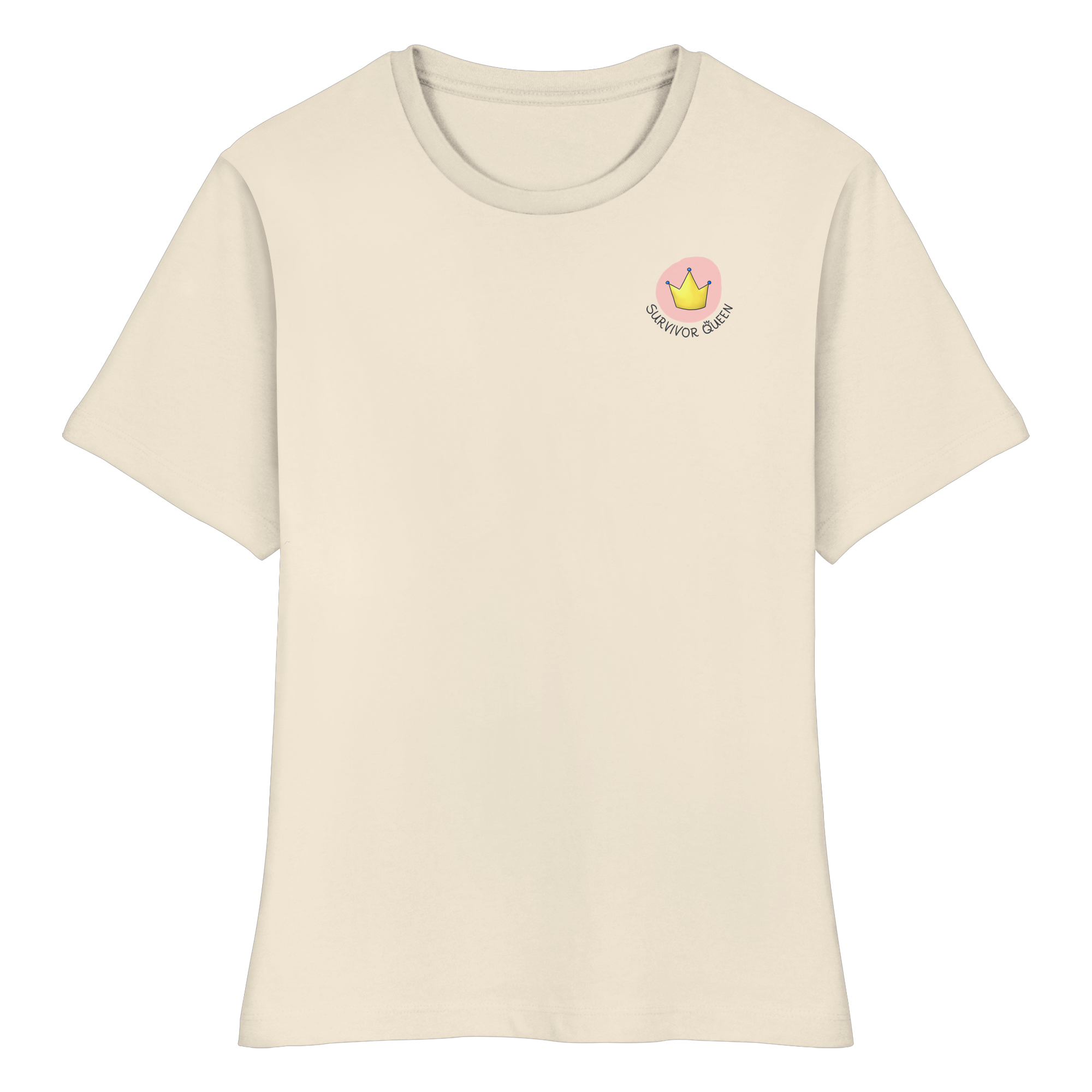 Survivor Queens Logo "Schriftzug Edition" mit Seelenmännchen "Selbstverteidigung Edition" Backprint - Fitted Ladies Organic Shirt