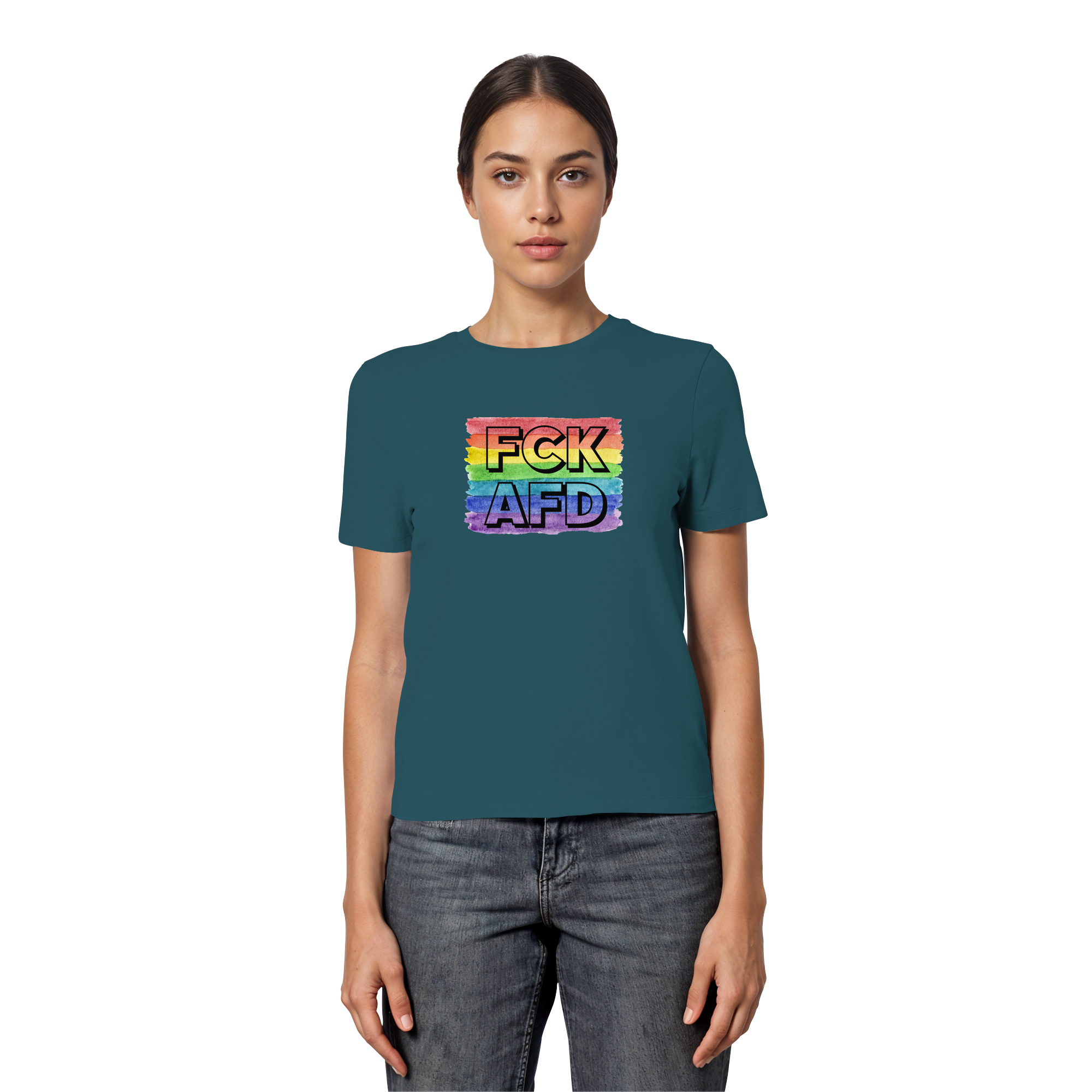 FCK AFD "Rainbow Resistance Edition" - Fitted Ladies Organic Shirt