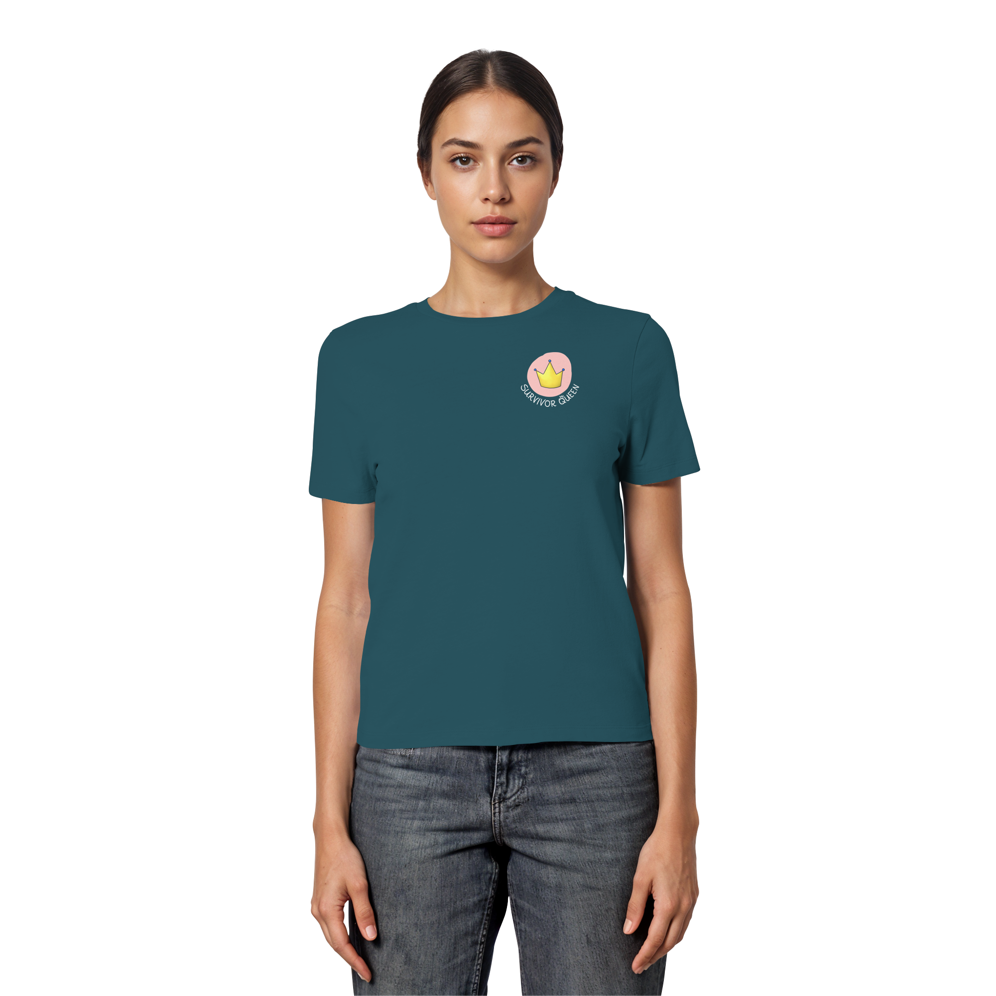 Survivor Queens Logo "Schriftzug Edition" Brustprint (dunkel) - Fitted Ladies Organic Shirt