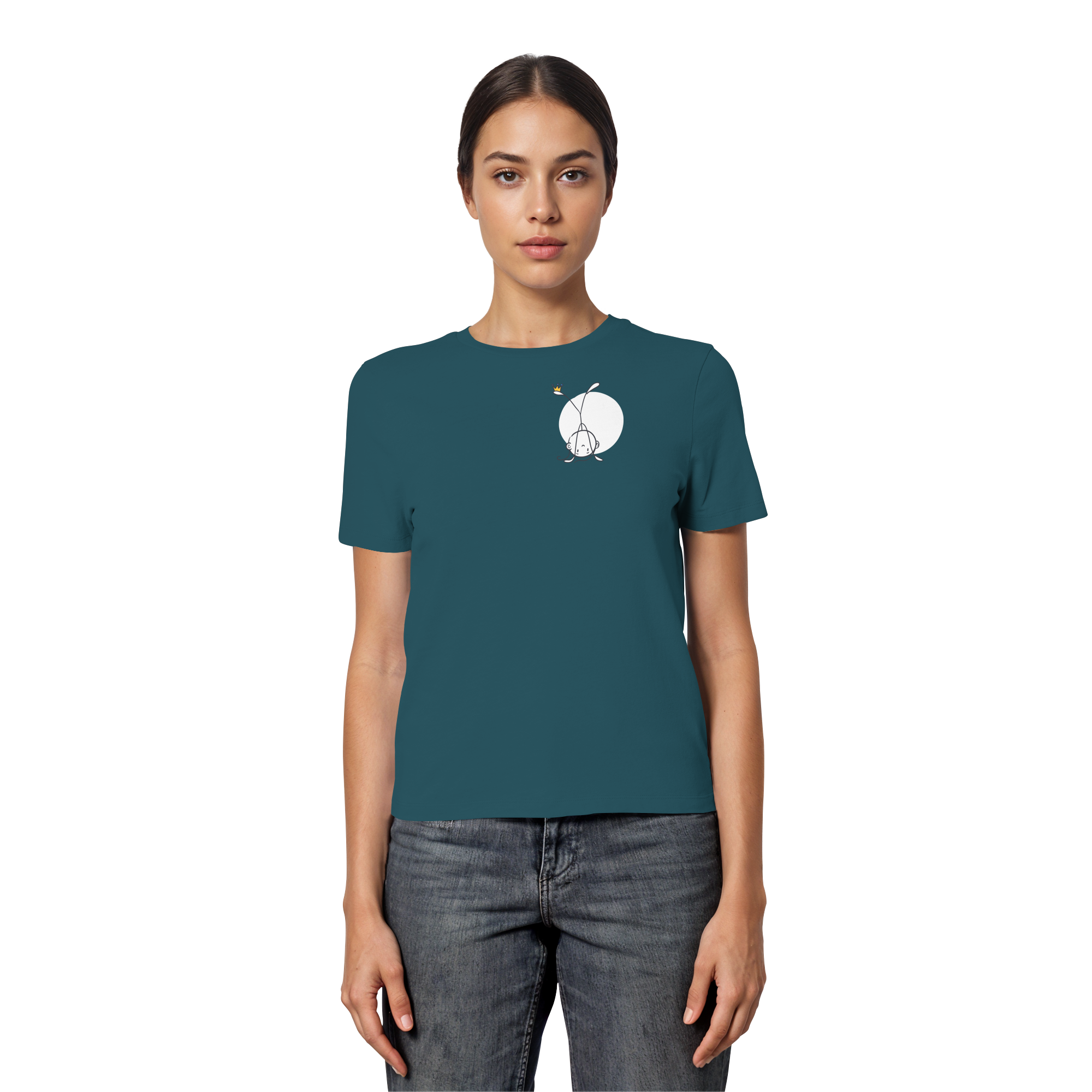 Seelenmännchen "Handstand Edition" Brustprint (dunkel) - Fitted Ladies Organic Shirt