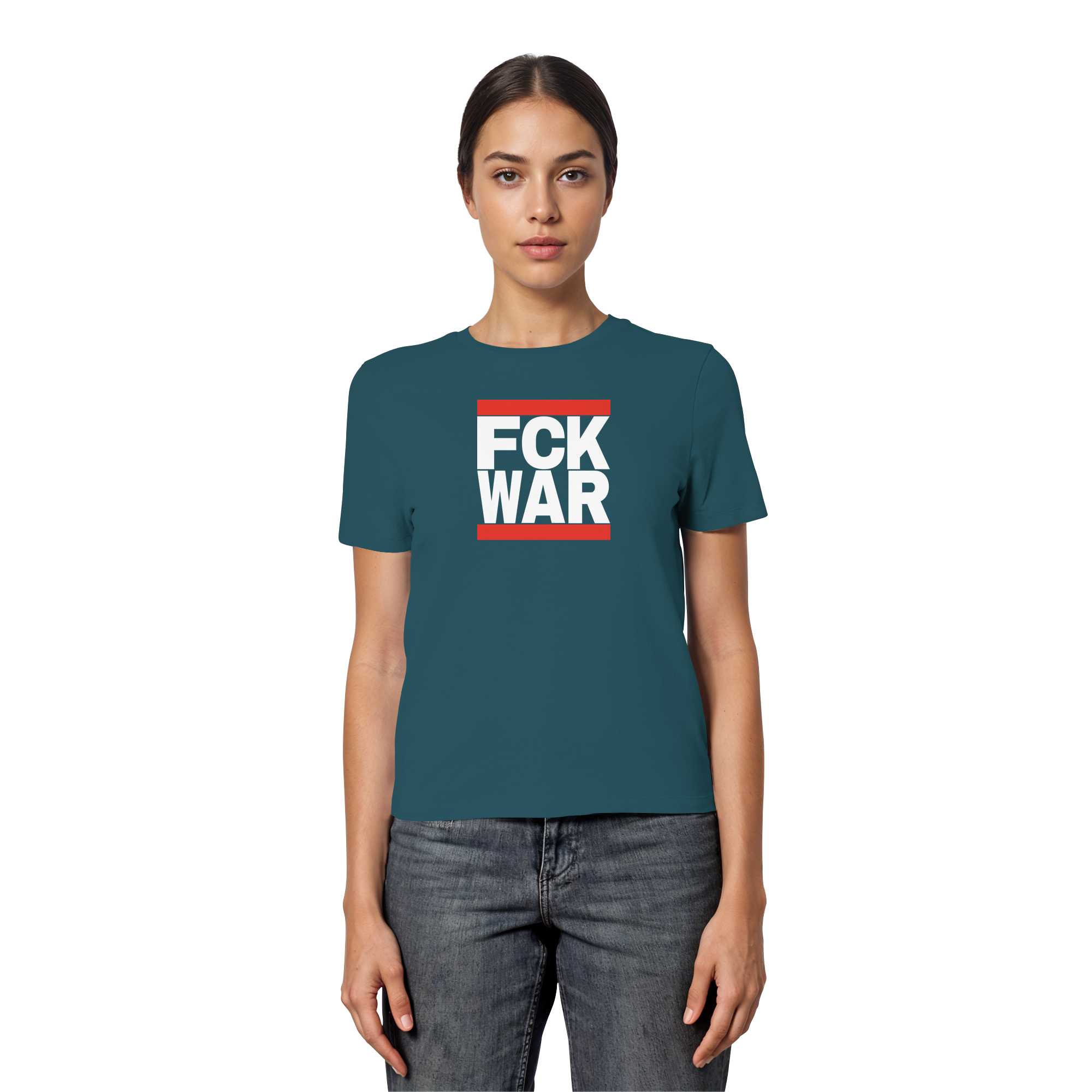 FCK WAR (weiße Schrift) - Fitted Ladies Organic Shirt