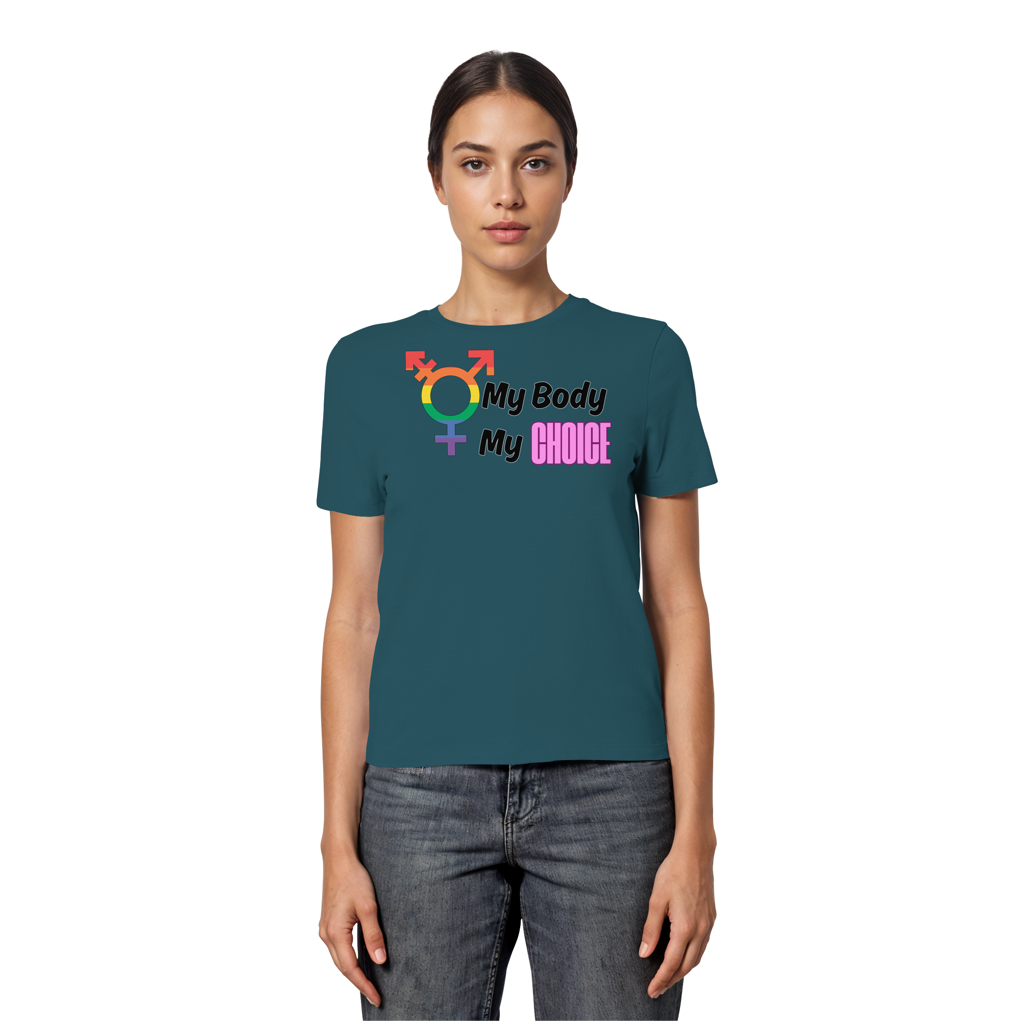 My Body My Choice "Rainbow Resistance Edition" - Fitted Ladies Organic Shirt