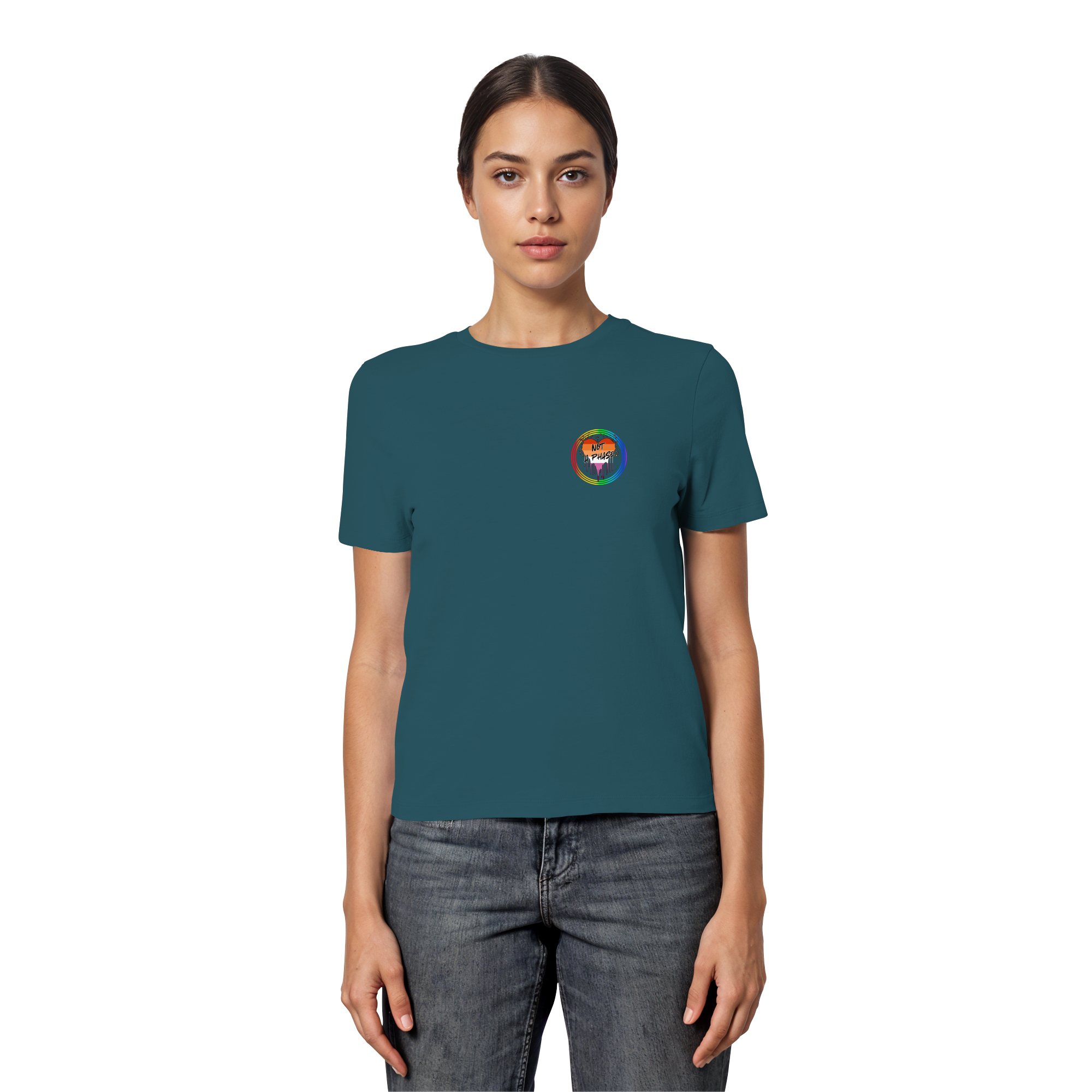 Lesbian Not a Phase "Regenbogenkreis Edition" - Fitted Ladies Organic Shirt