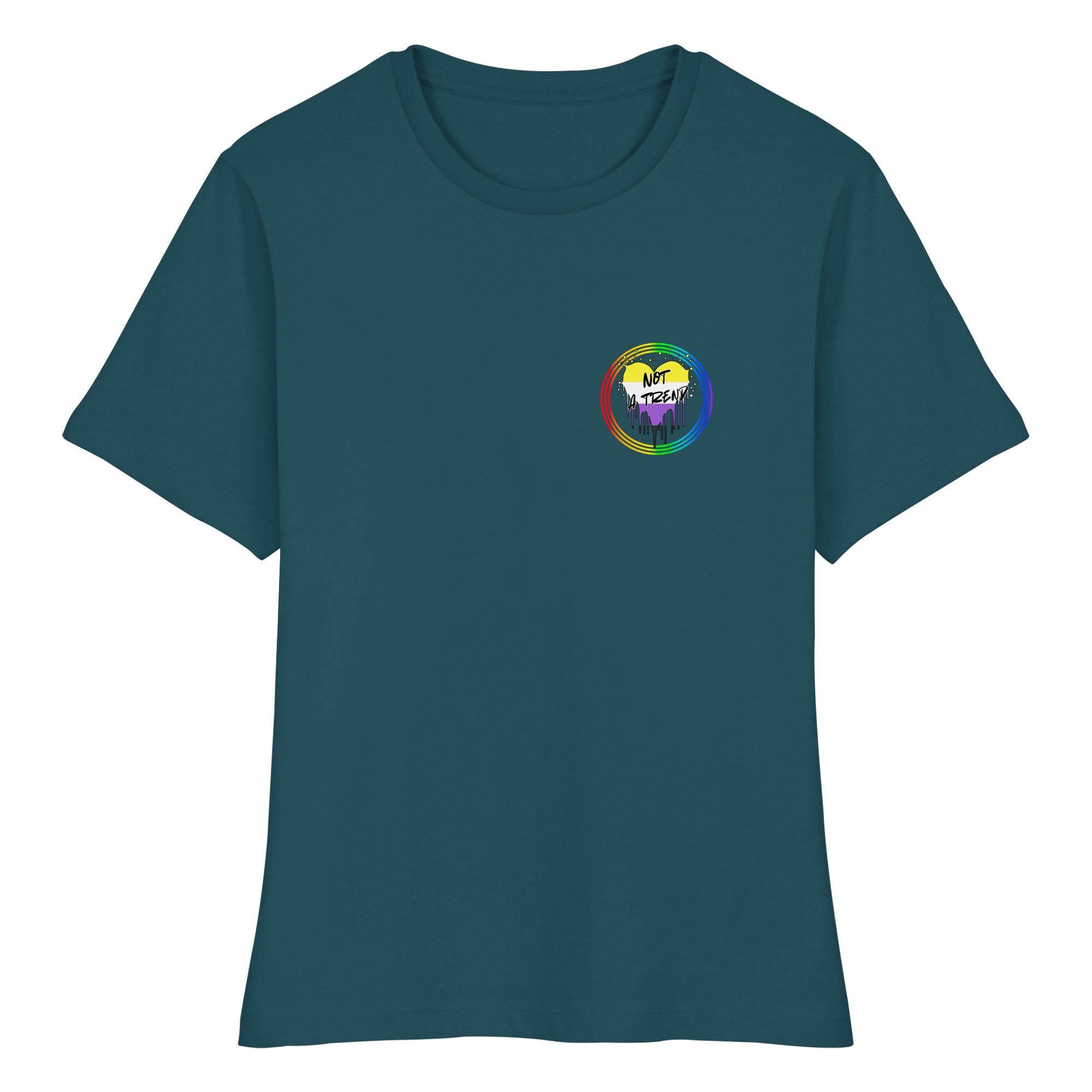 Nonbinary Not a Trend "Regenbogenkreis Edition" - Fitted Ladies Organic Shirt