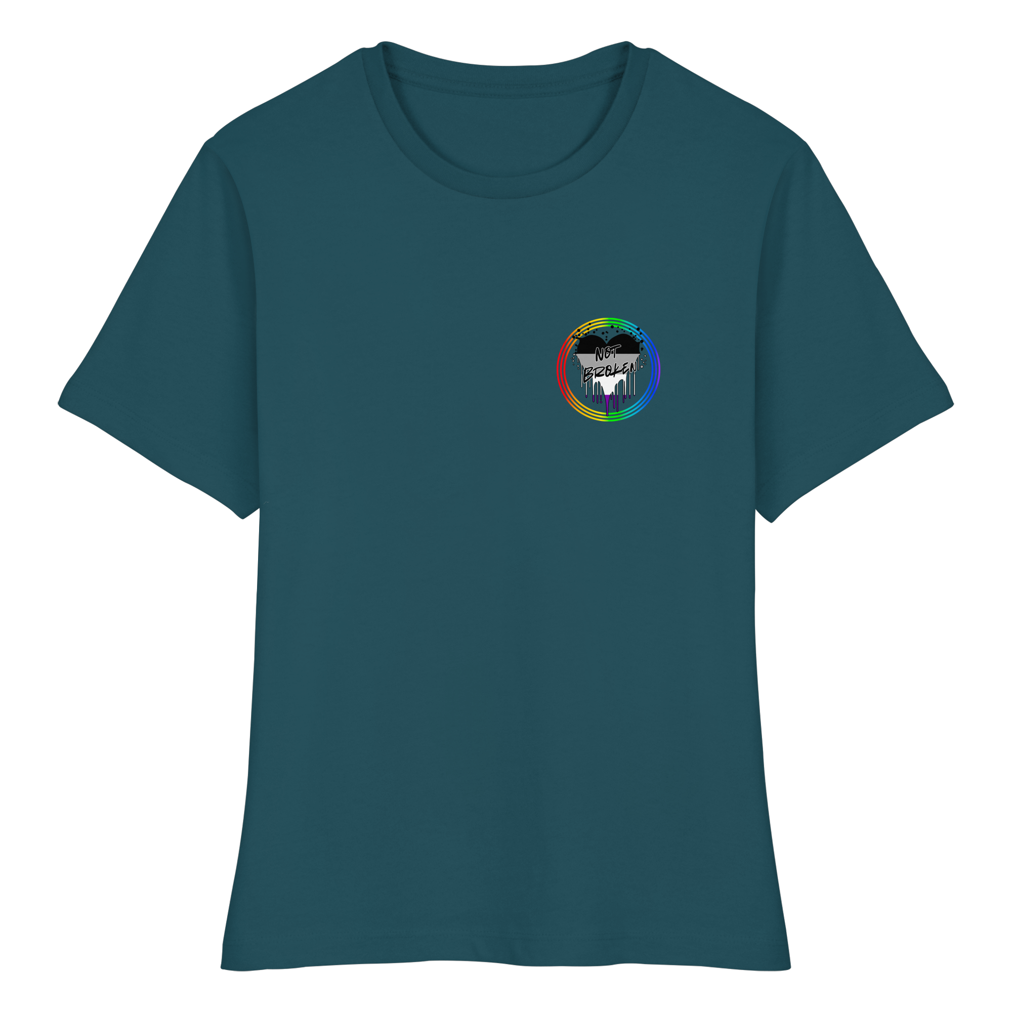 Asexual Not Broken "Regenbogenkreis Edition" - Fitted Ladies Organic Shirt