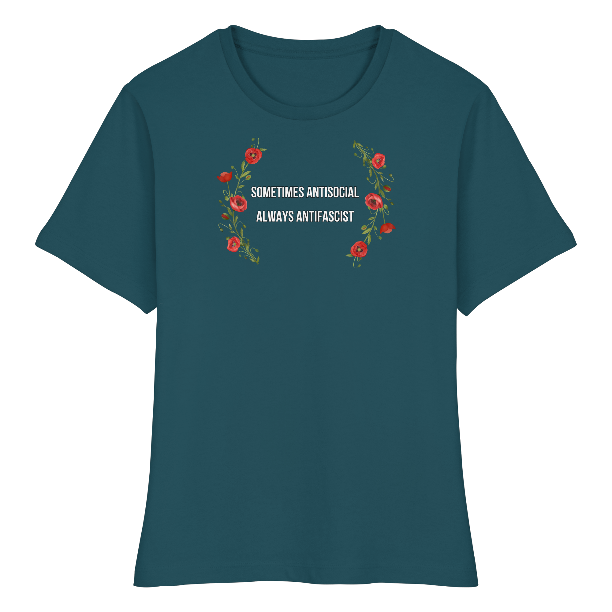 Sometimes Antisocial Always Antifascist - Fitted Ladies Organic Shirt