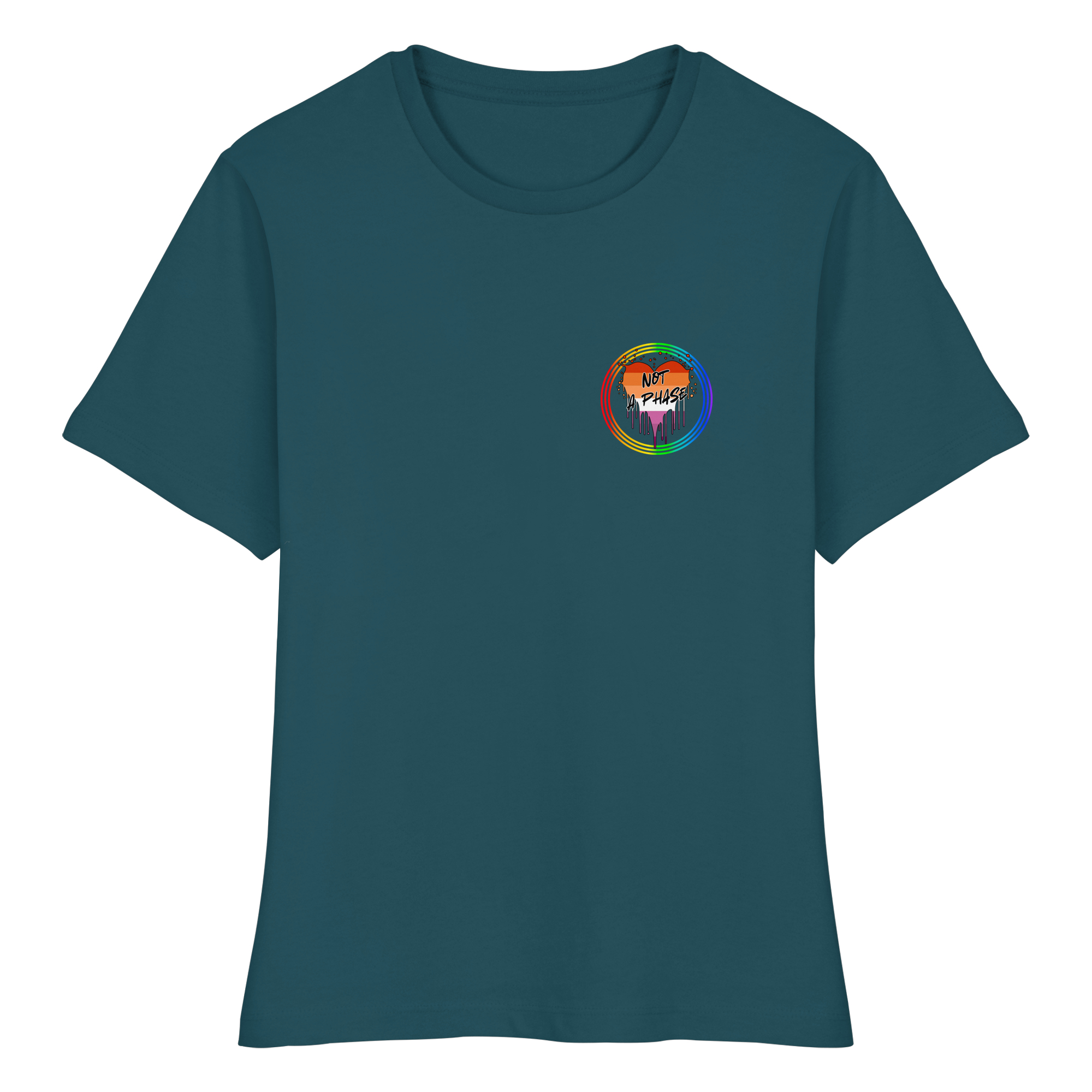 Lesbian Not a Phase "Regenbogenkreis Edition" - Fitted Ladies Organic Shirt