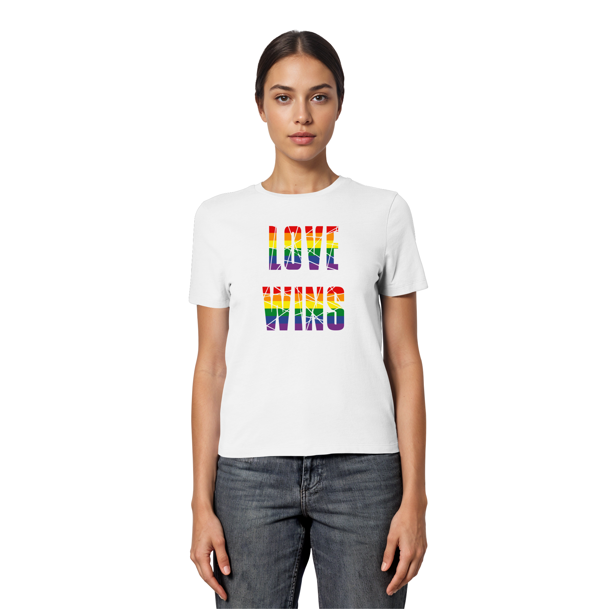 LOVE WINS in Regenbogen Farben - Fitted Ladies Organic Shirt