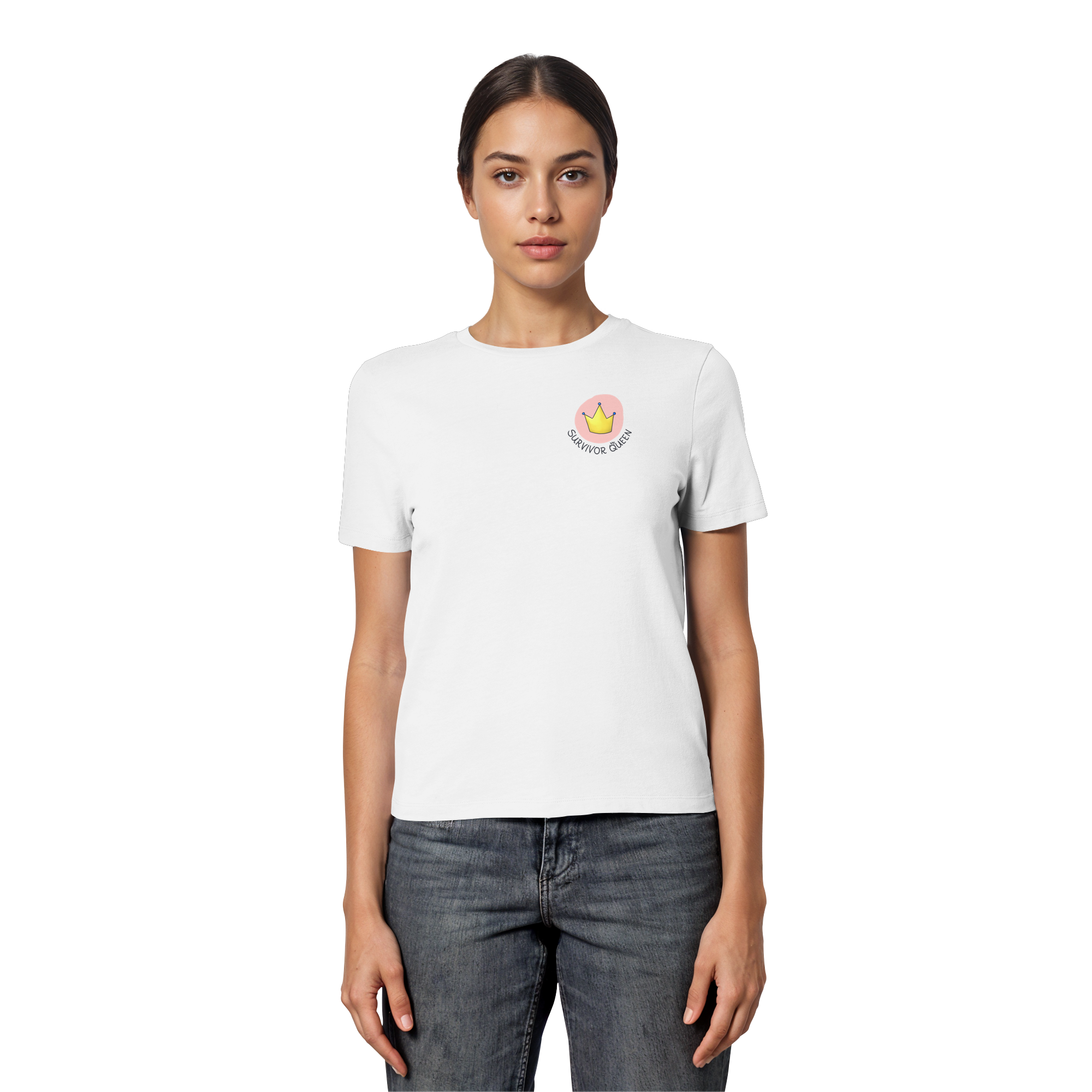 Survivor Queens Logo "Schriftzug Edition" Brustprint (hell) - Fitted Ladies Organic Shirt