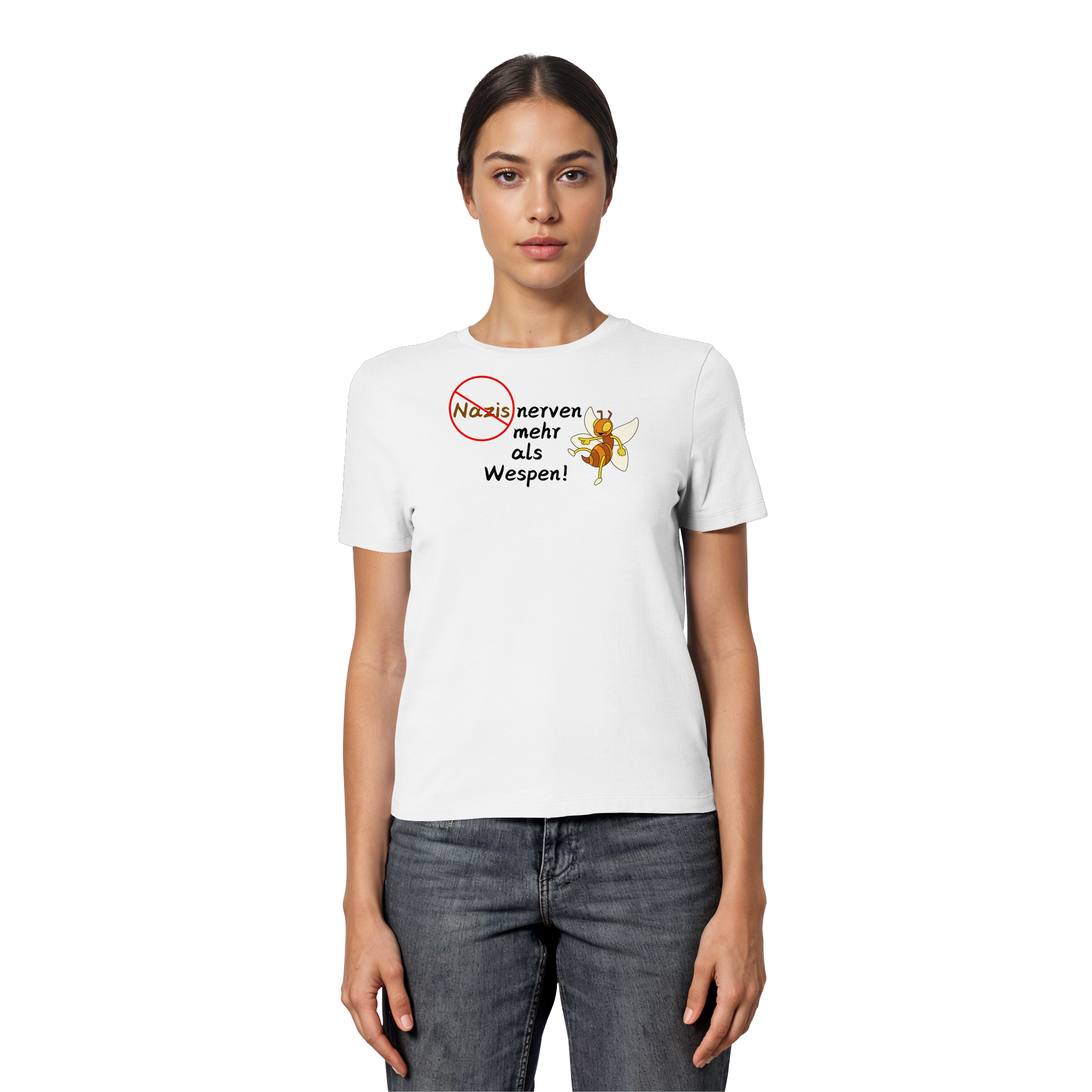 Nazis nerven mehr als Wespen - Fitted Ladies Organic Shirt