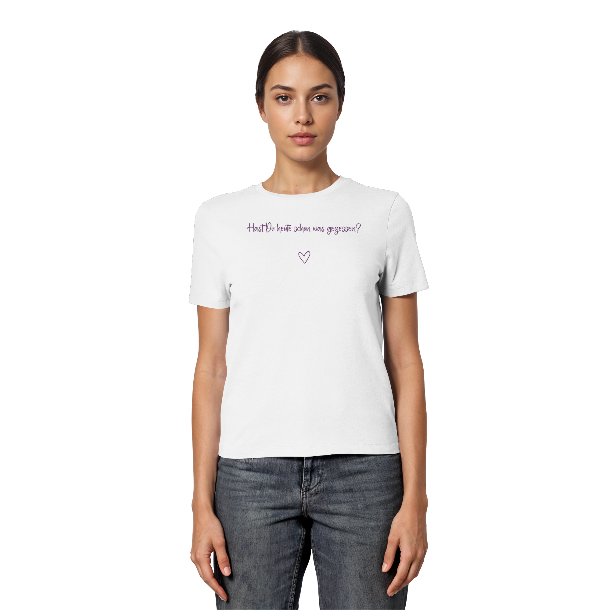 Hast Du heute schon was gegessen? "Lila Herz Edition" - Fitted Ladies Organic Shirt