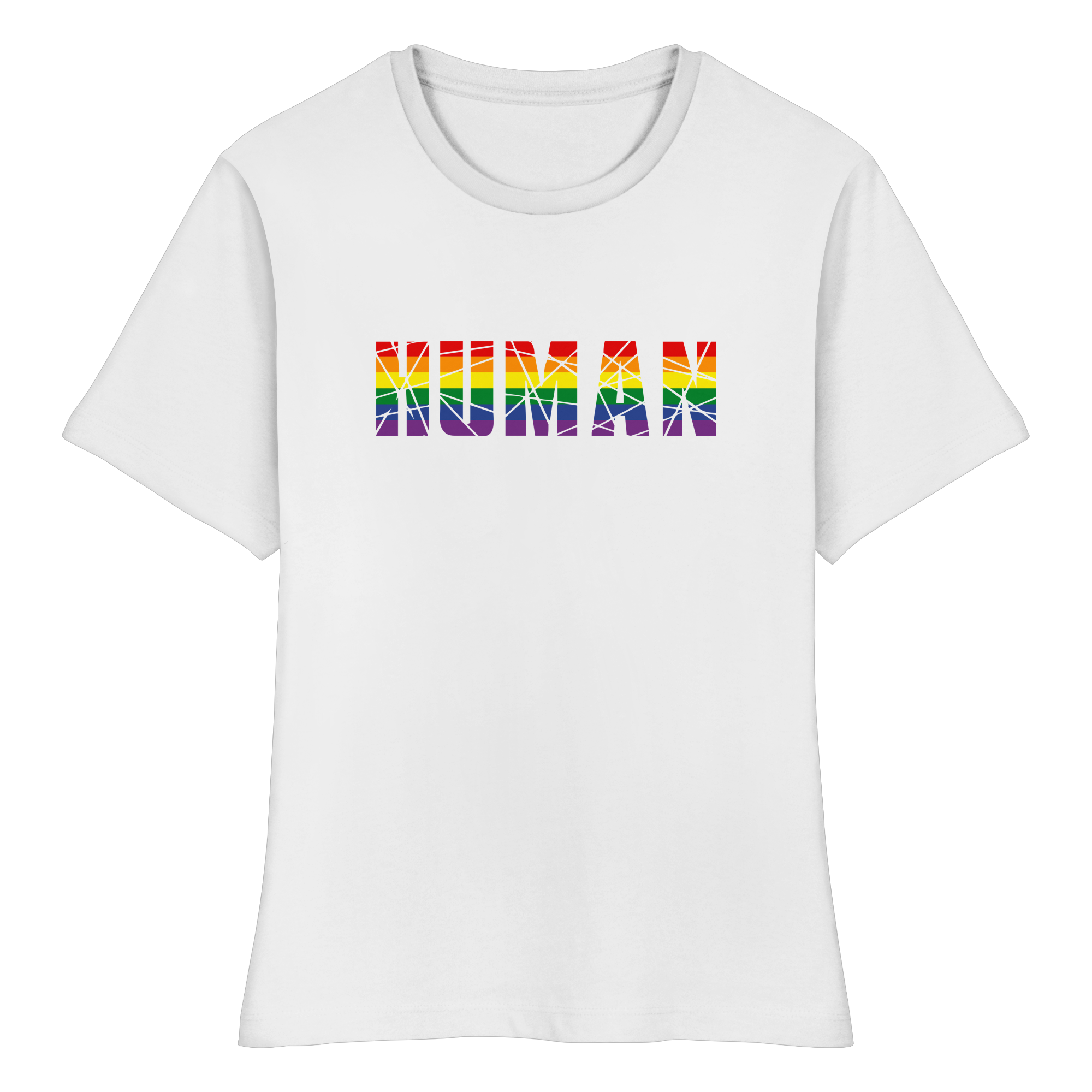 HUMAN in Regenbogen Farben - Fitted Ladies Organic Shirt