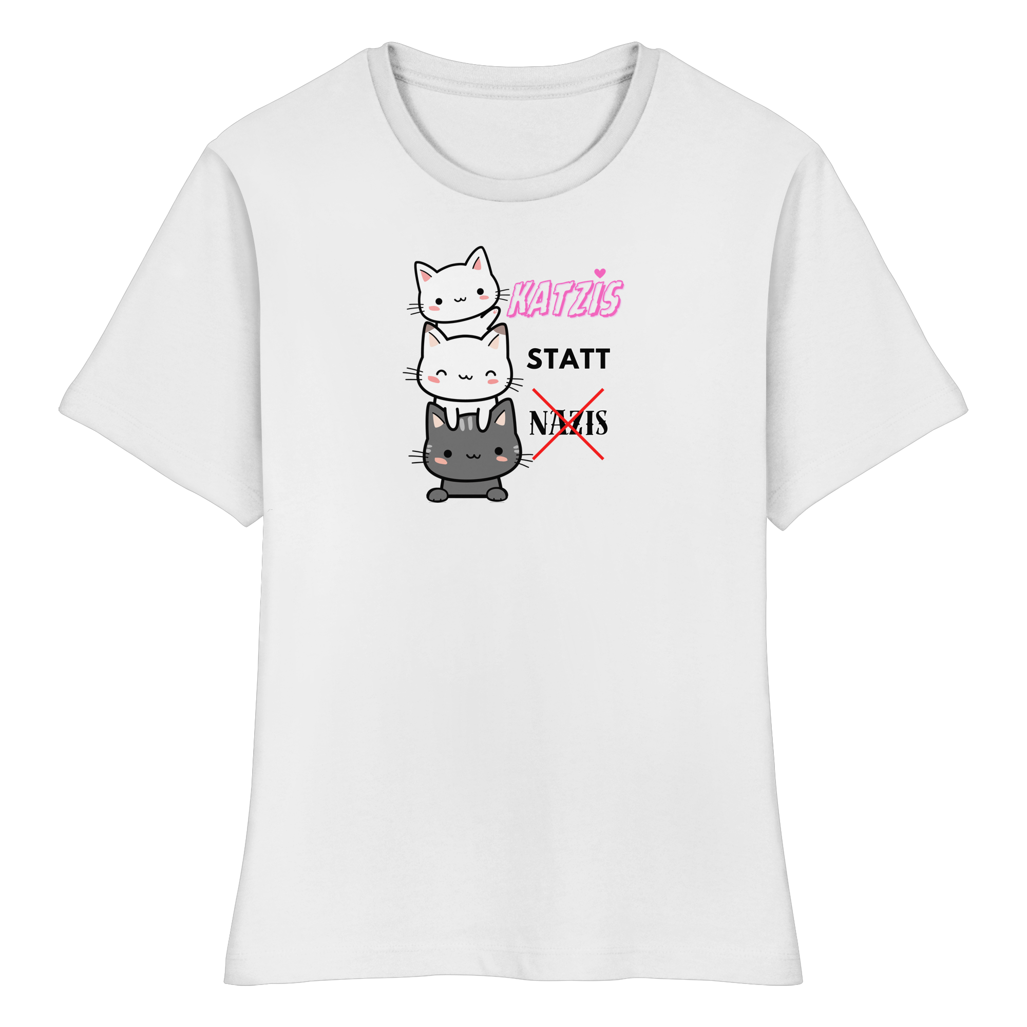 Katzis statt Nazis - Fitted Ladies Organic Shirt