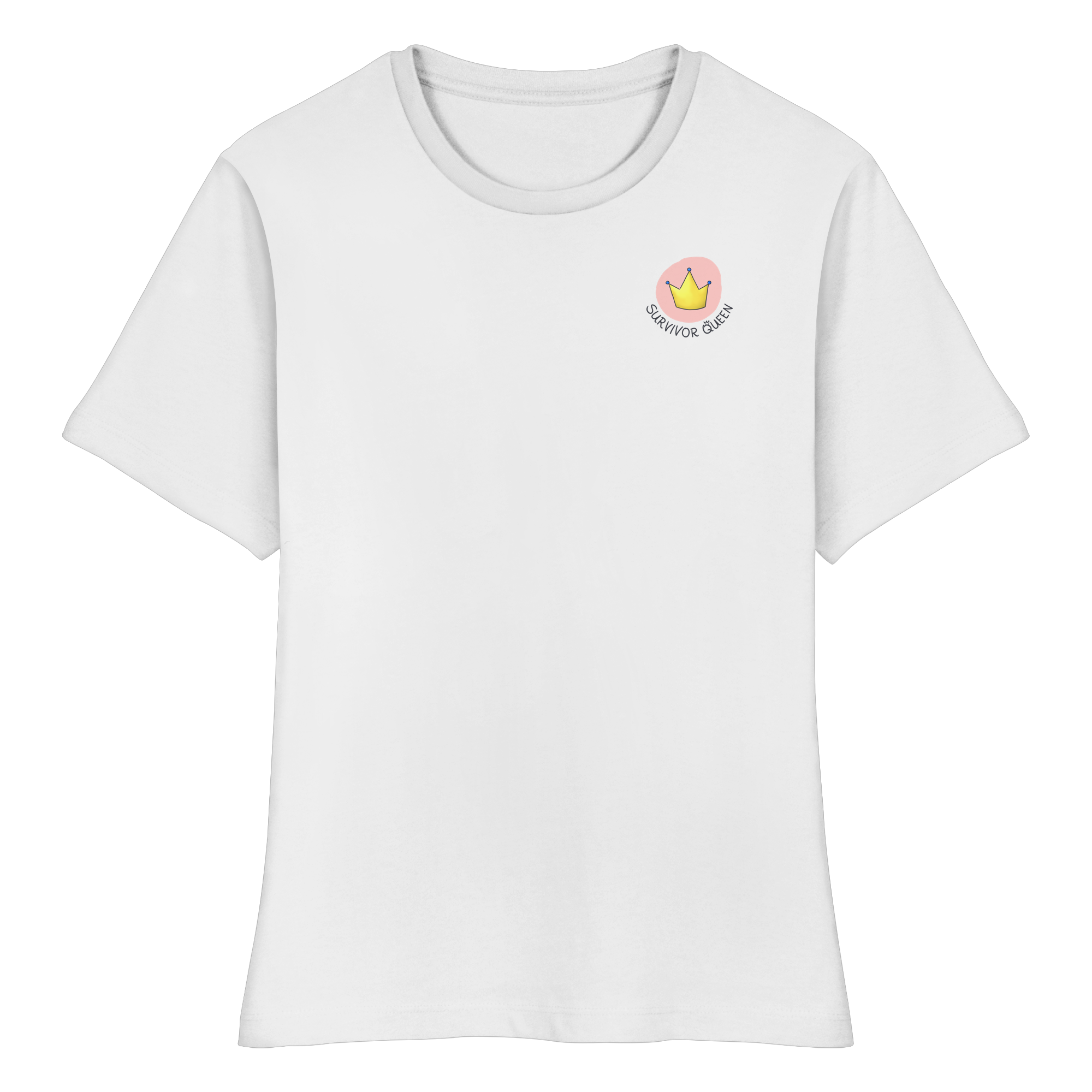 Survivor Queens Logo "Schriftzug Edition" mit Seelenmännchen "Selbstverteidigung Edition" Backprint - Fitted Ladies Organic Shirt