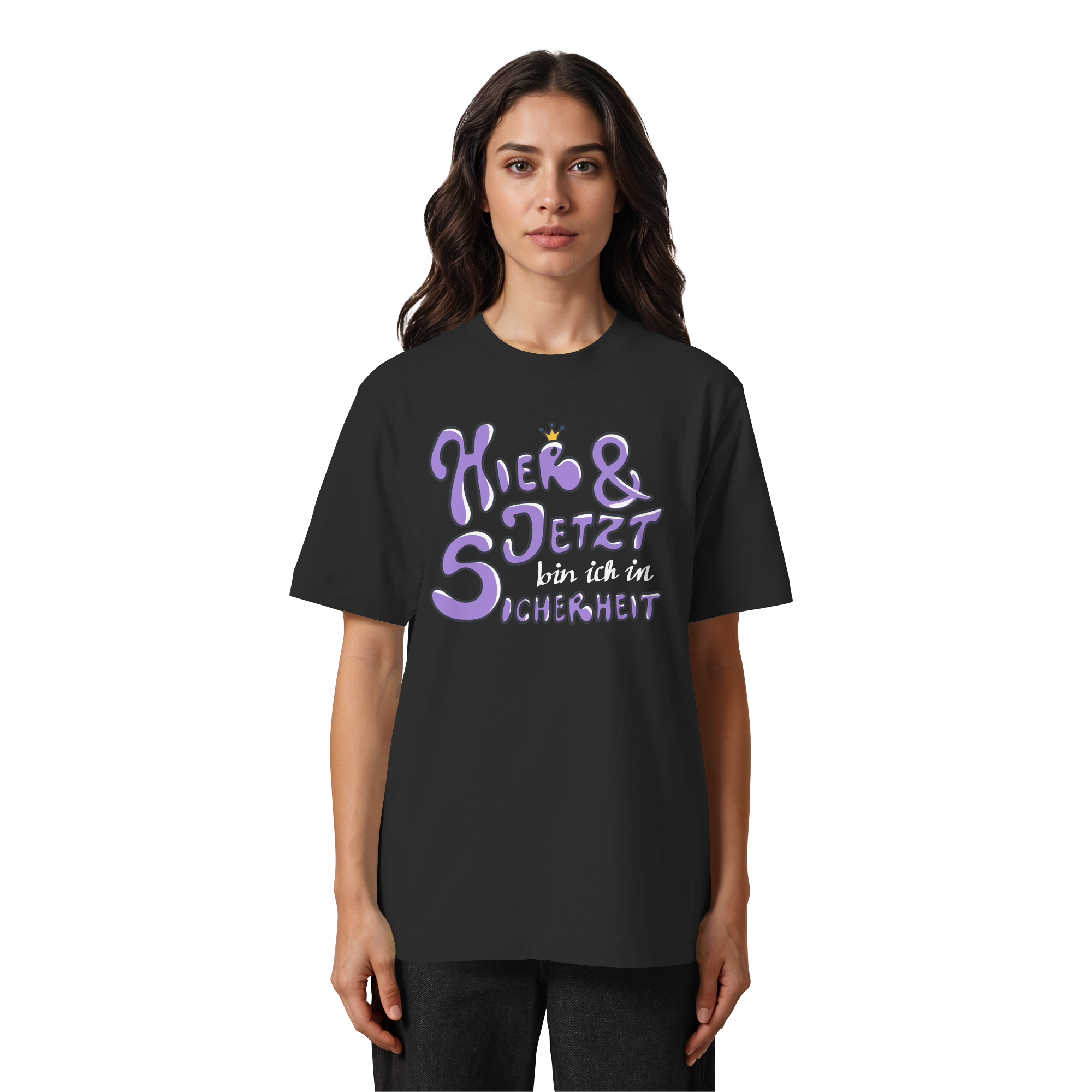 Hier und jetzt bin ich in Sicherheit "Lila Edition" - Heavy Oversized Organic Shirt
