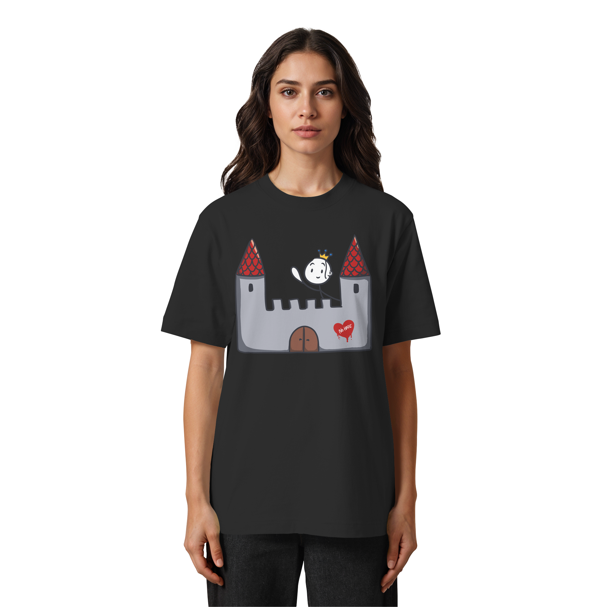 Seelenmännchen "Schloss Edition" Frontprint (dunkel) - Heavy Oversized Organic Shirt