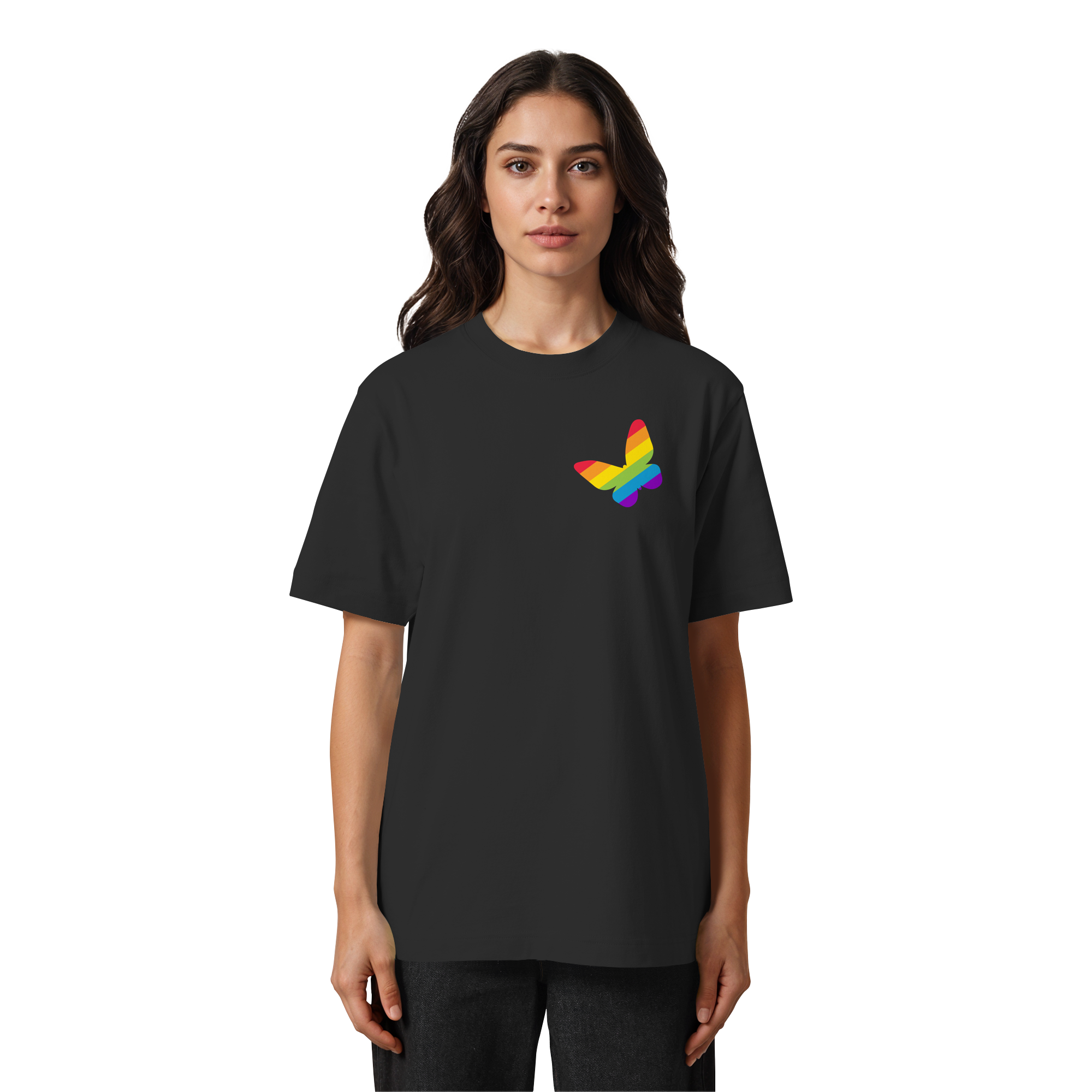 Regenbogen Schmetterling - Heavy Oversized Organic Shirt