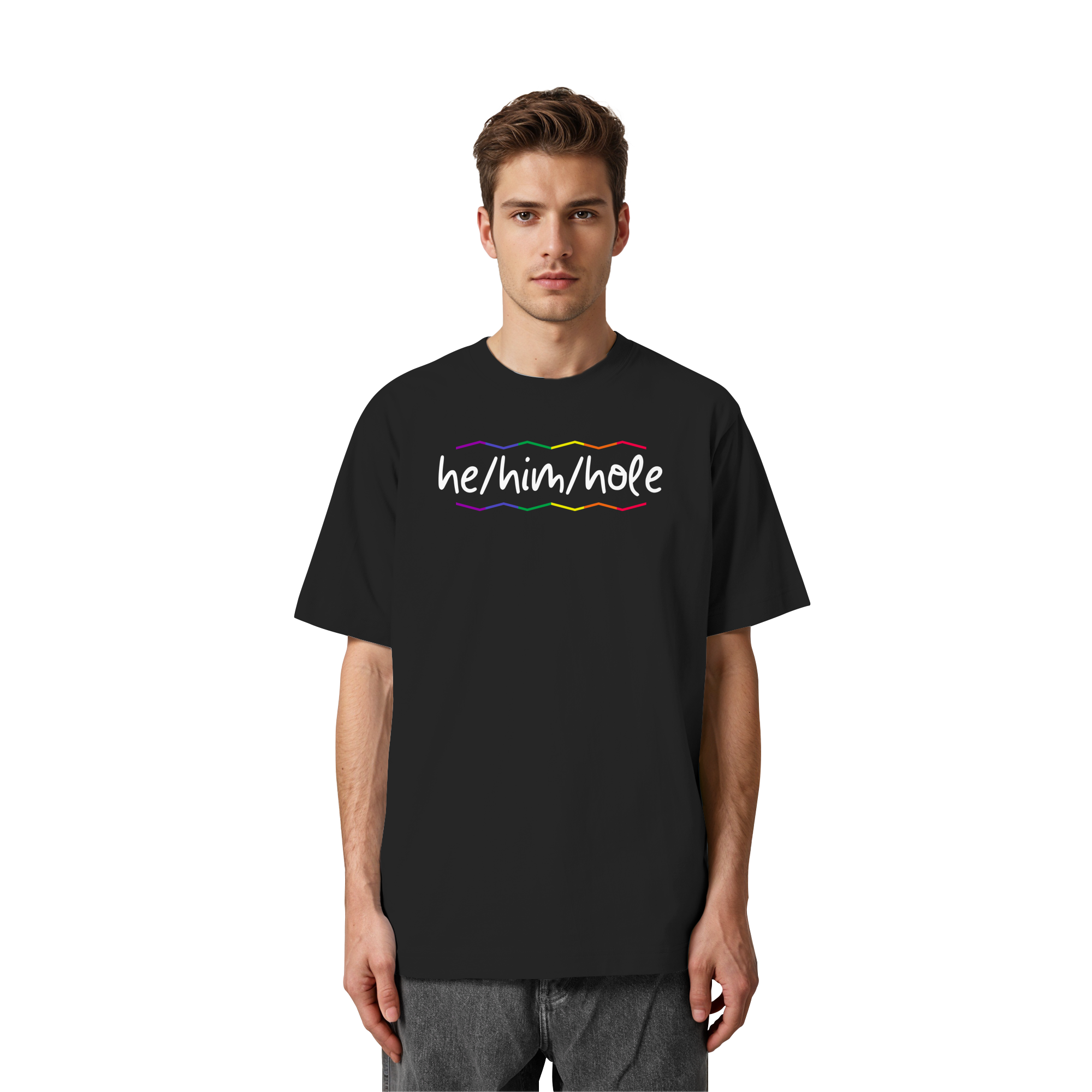 he/him/hole "Pride Waves Edition" - Heavy Oversized Organic Shirt
