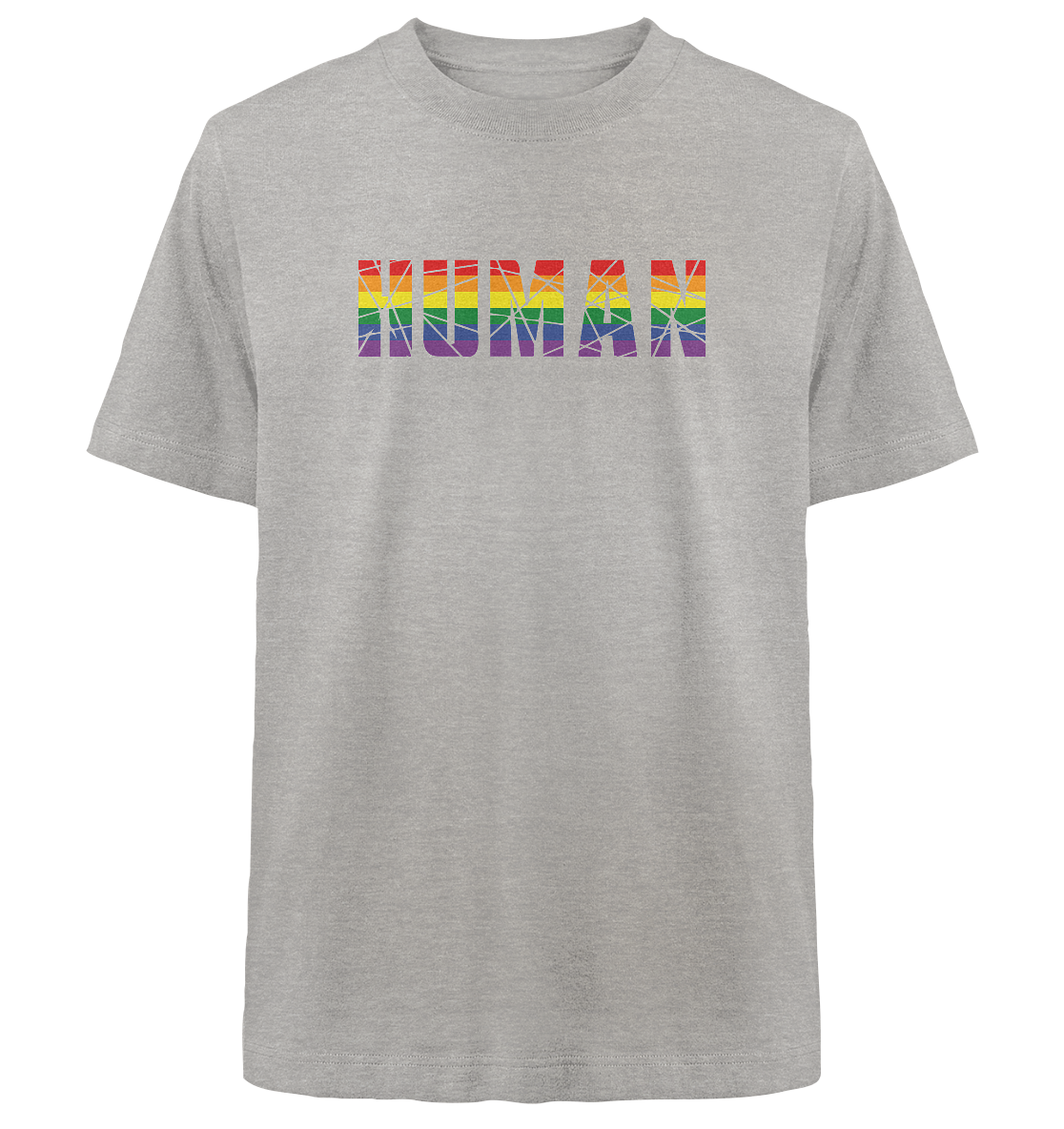 HUMAN in Regenbogen-Farben - Heavy Oversized Organic Shirt