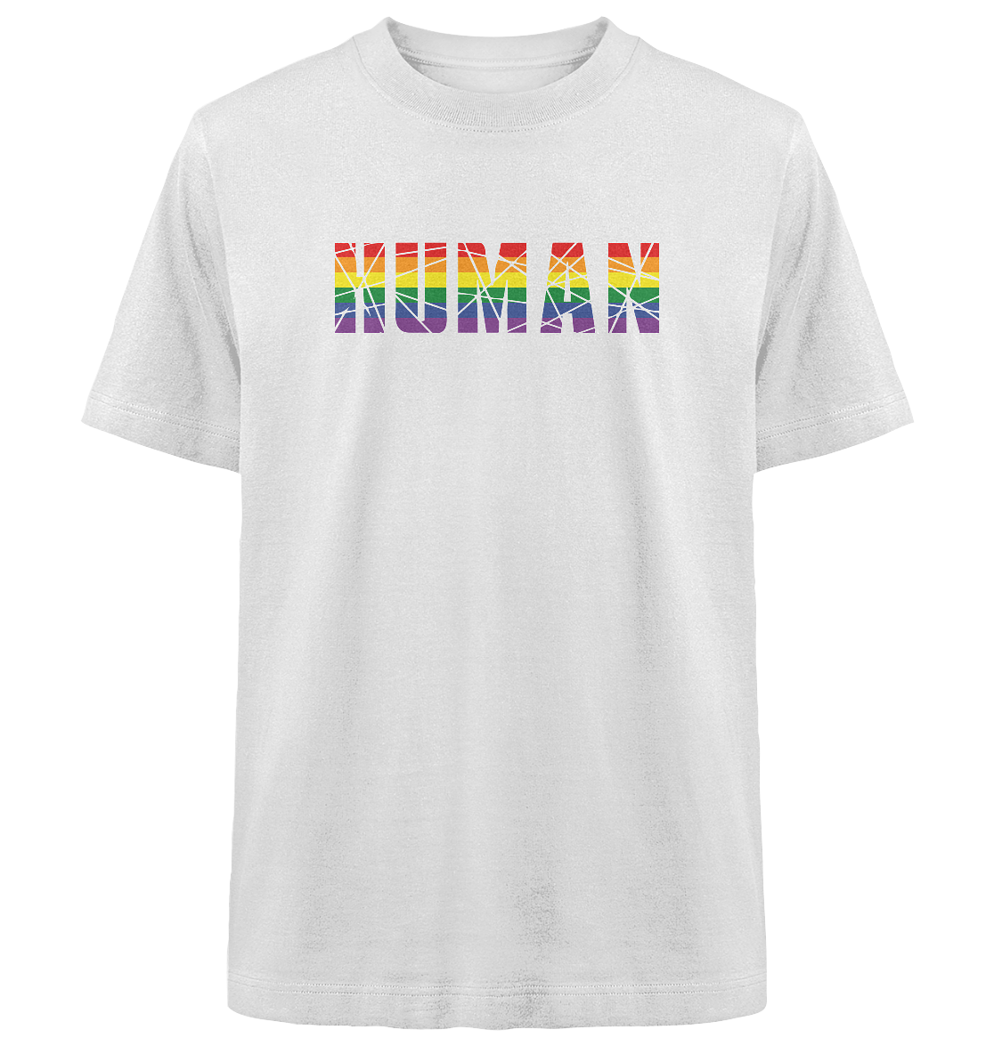 HUMAN in Regenbogen-Farben - Heavy Oversized Organic Shirt