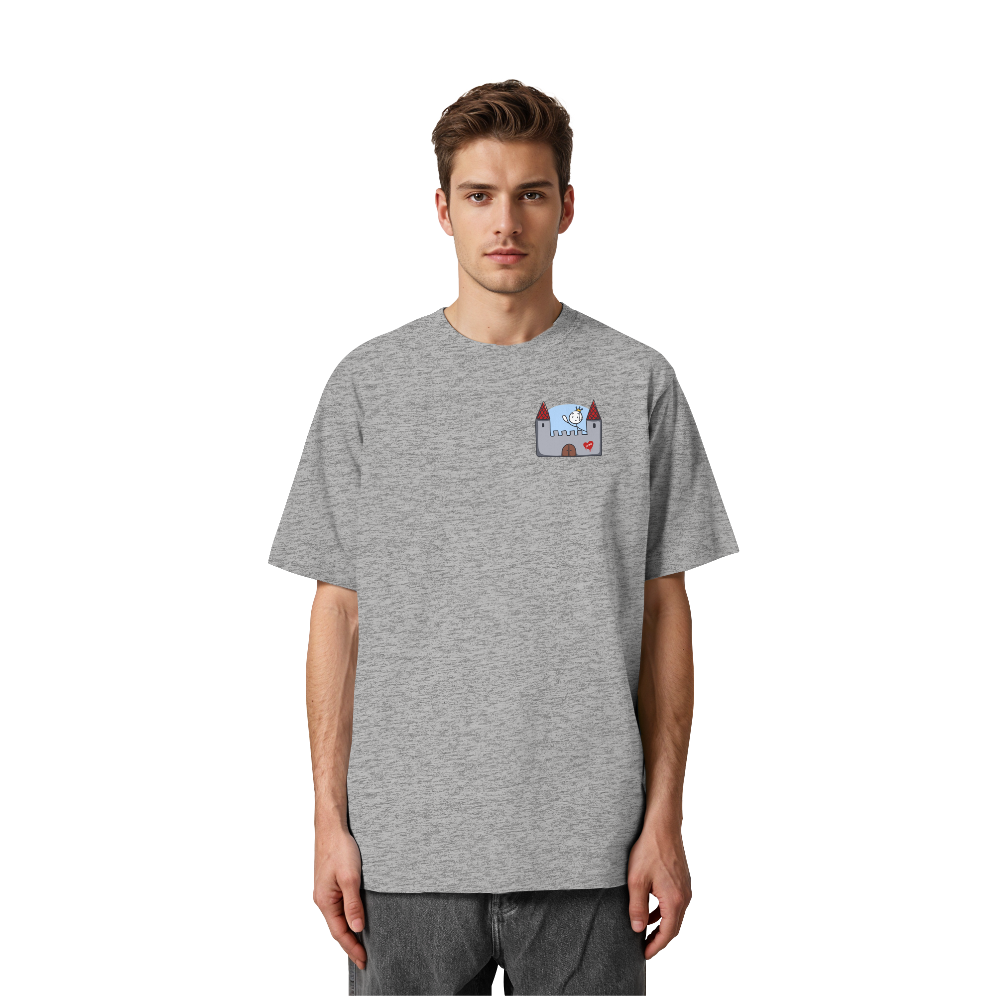 Seelenmännchen "Schloss Edition" Brustprint (hell) - Heavy Oversized Organic Shirt