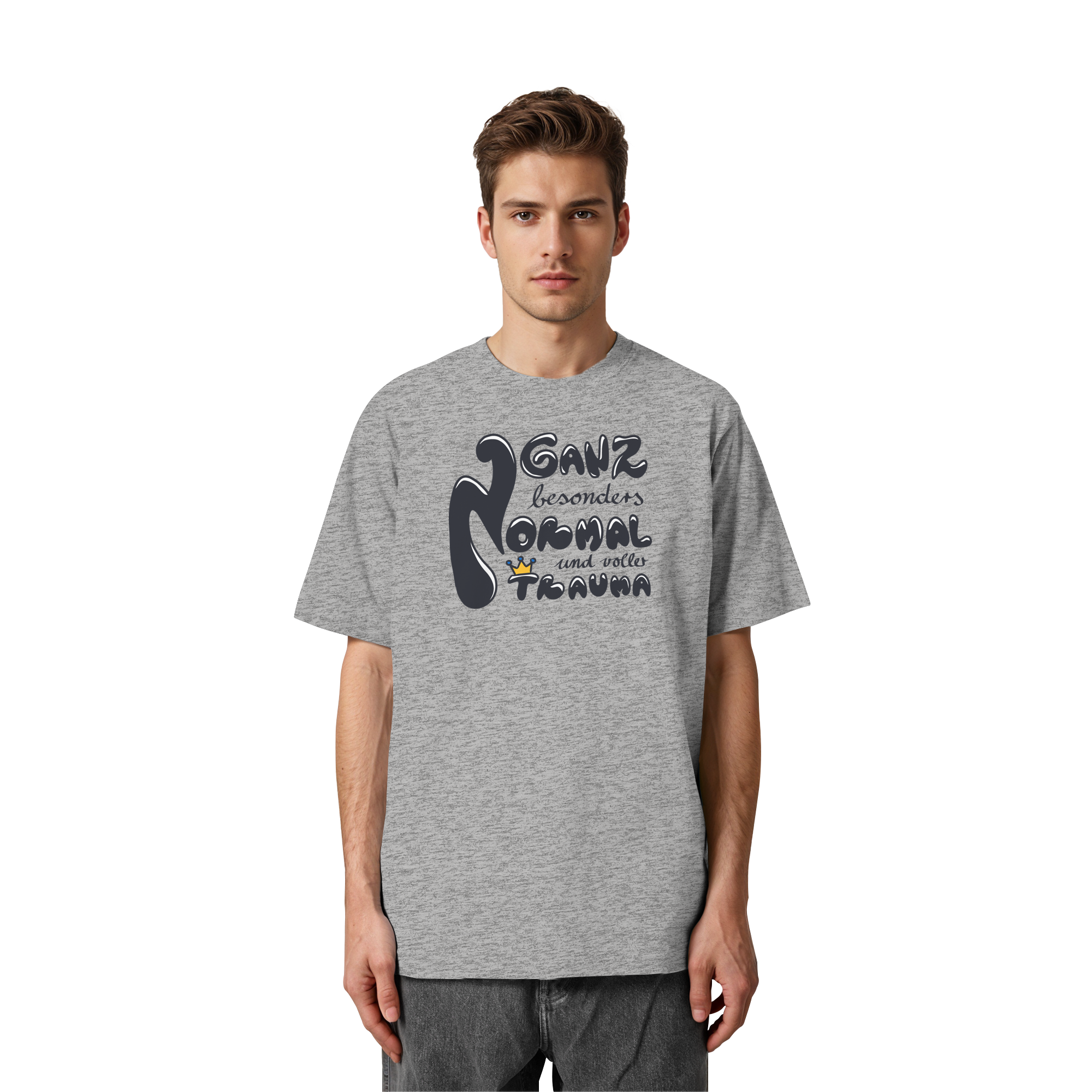 Ganz besonders Normal und voller Trauma "Schwarze Edition" - Heavy Oversized Organic Shirt