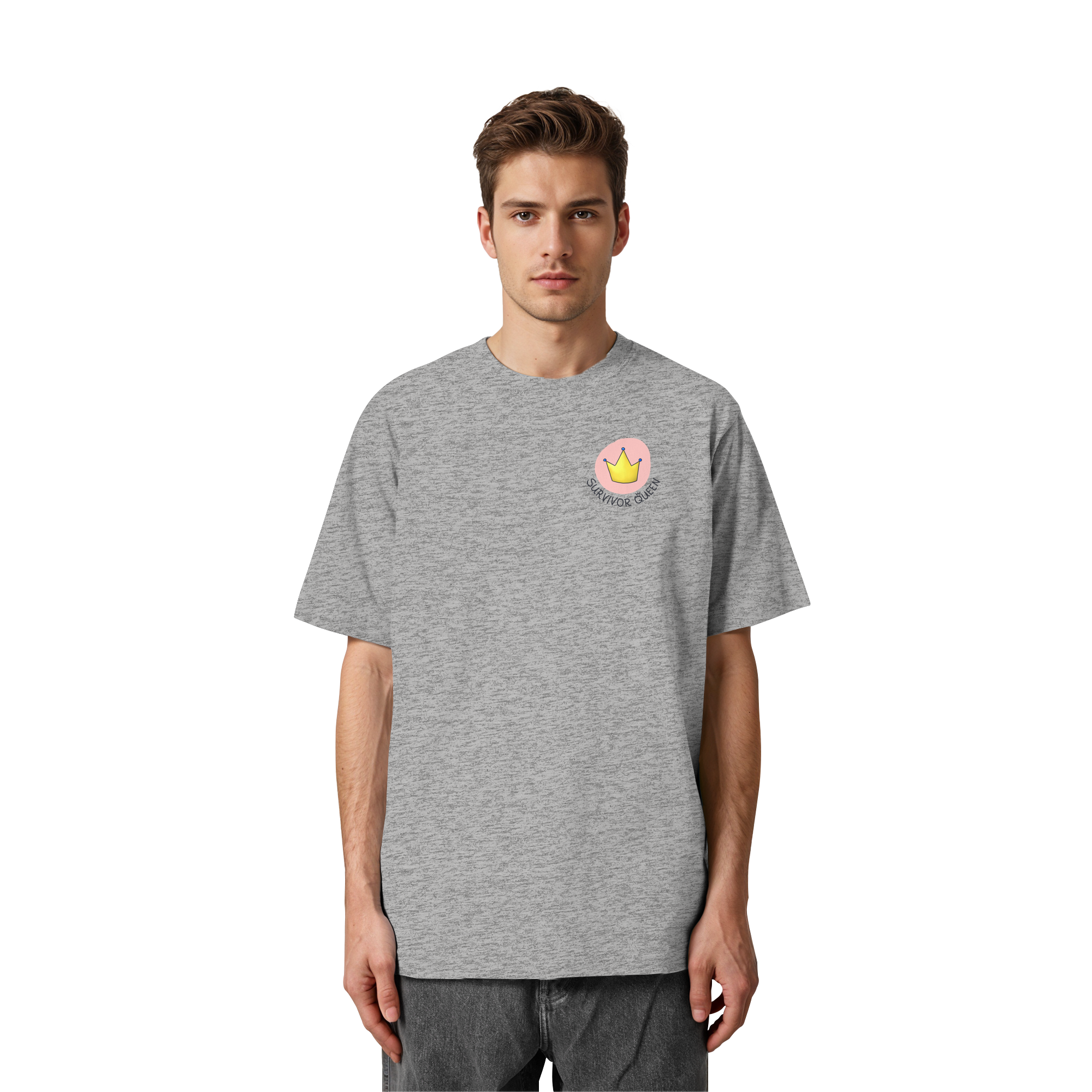 Survivor Queens Logo "Schriftzug Edition" Brustprint (hell) - Heavy Oversized Organic Shirt