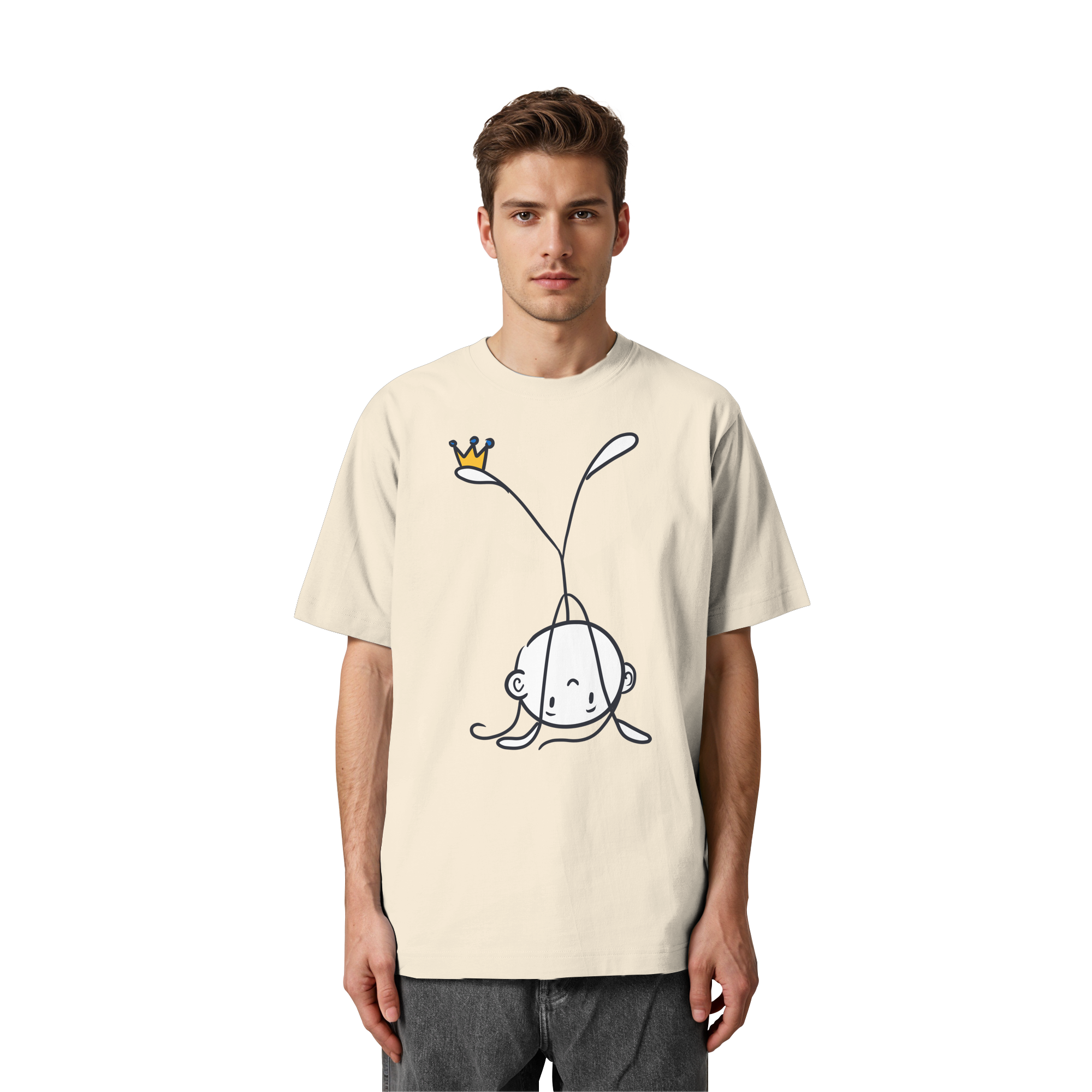 Seelenmännchen "Handstand Edition" Frontprint (hell) - Heavy Oversized Organic Shirt