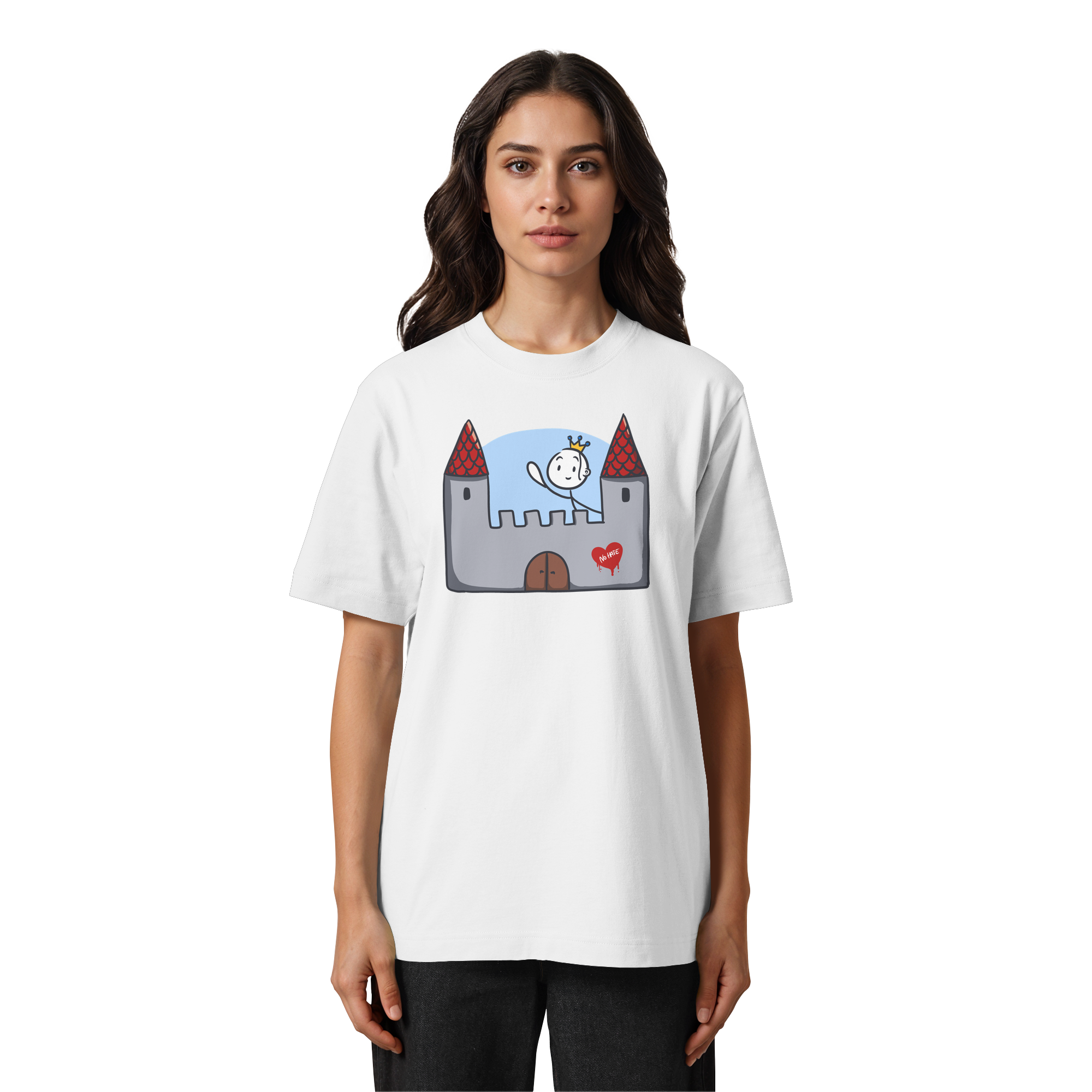 Seelenmännchen "Schloss Edition" Frontprint (hell) - Heavy Oversized Organic Shirt